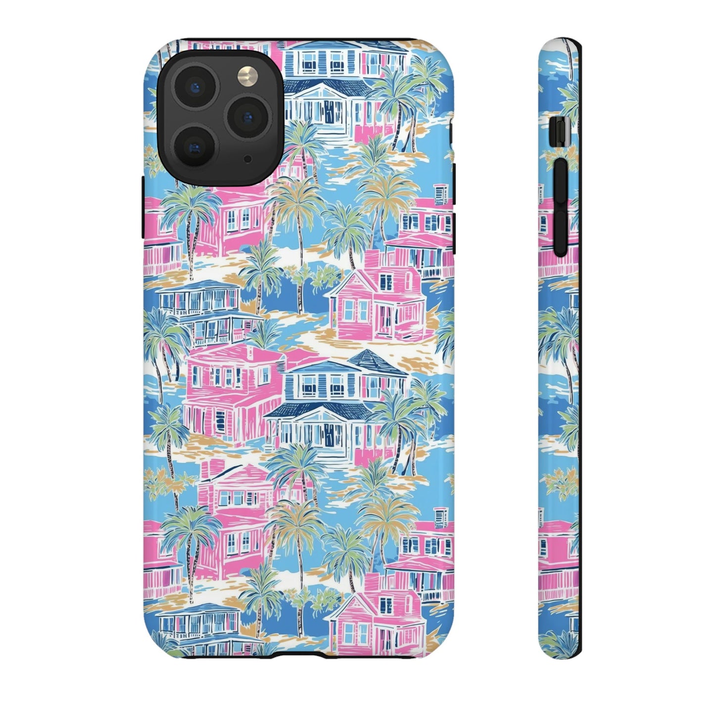 Tropical Beach Houses Tough Case | Palm Tree Coastal Phone Cover | iPhone 17
