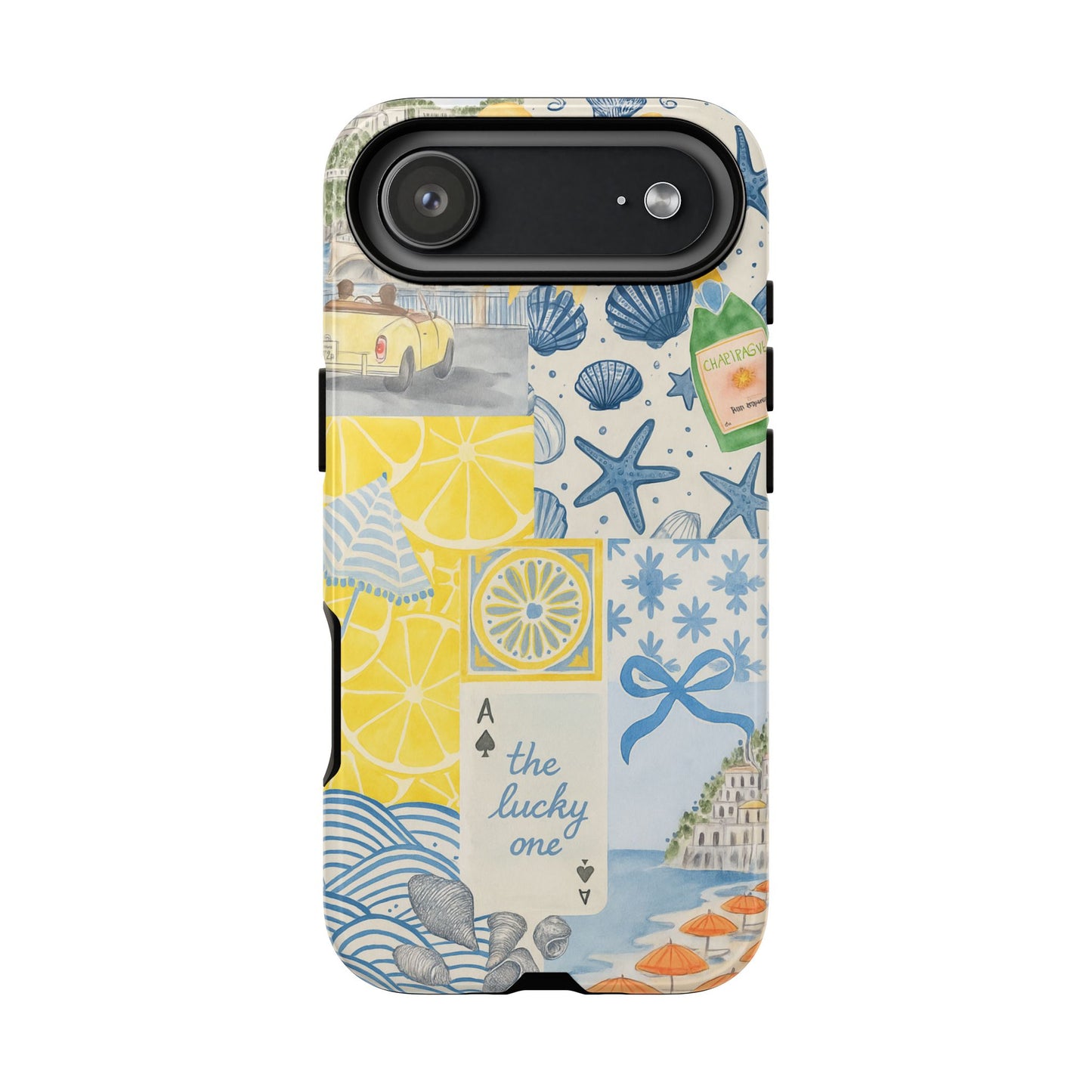 Coastal Collage Phone Case | Beach Shells, Starfish, Lemon, Scenic Travel | Italian Summer