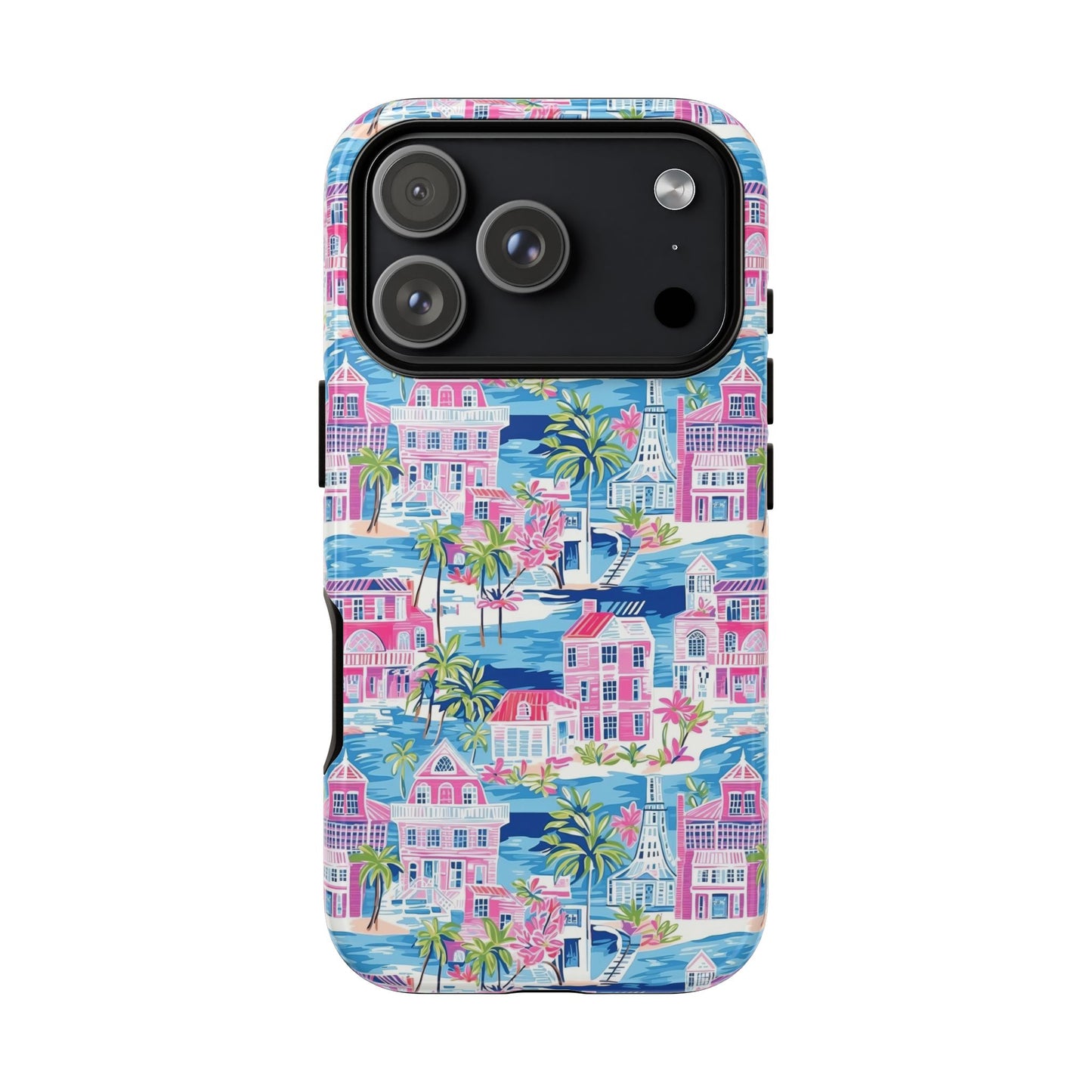 Pink Coastal Houses phone case | Tough Case | iPhone 17