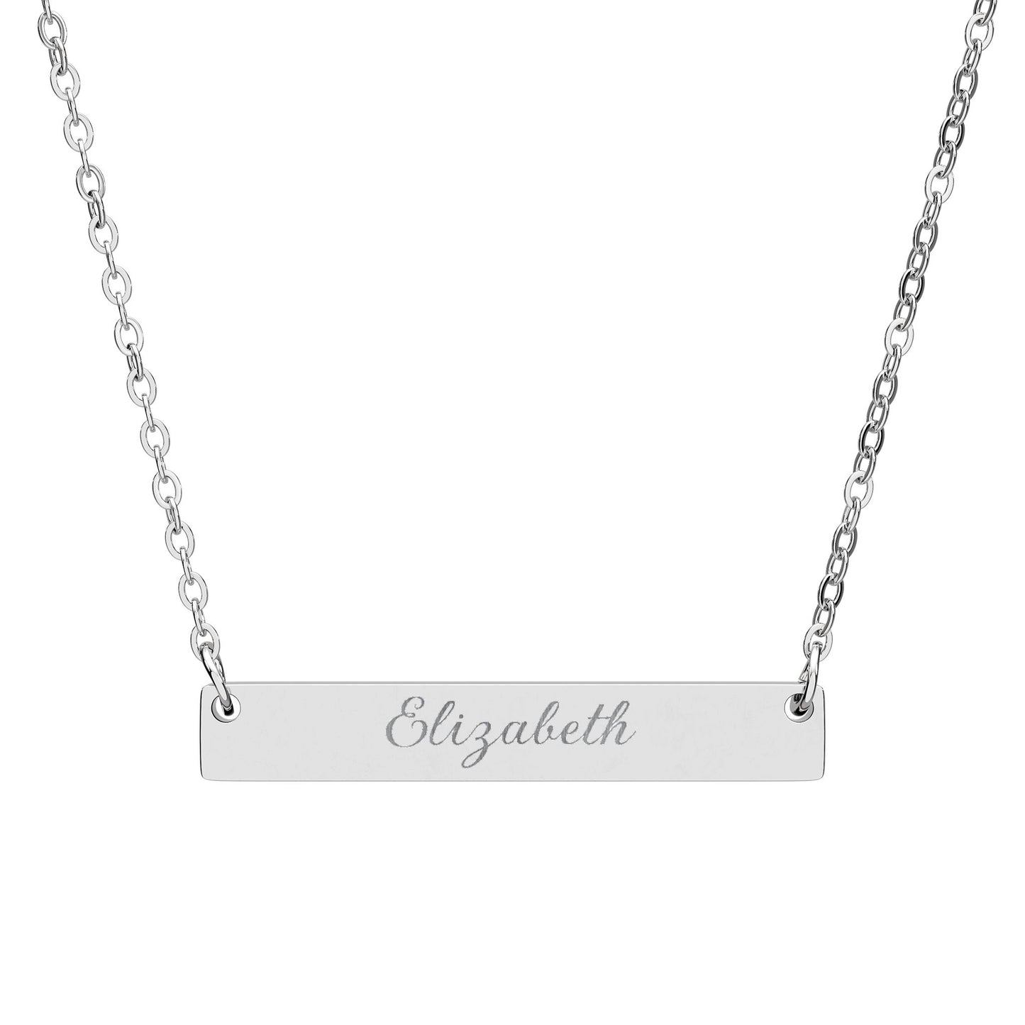 Engraved Horizontal Bar Necklace — Personalized Name Pendant