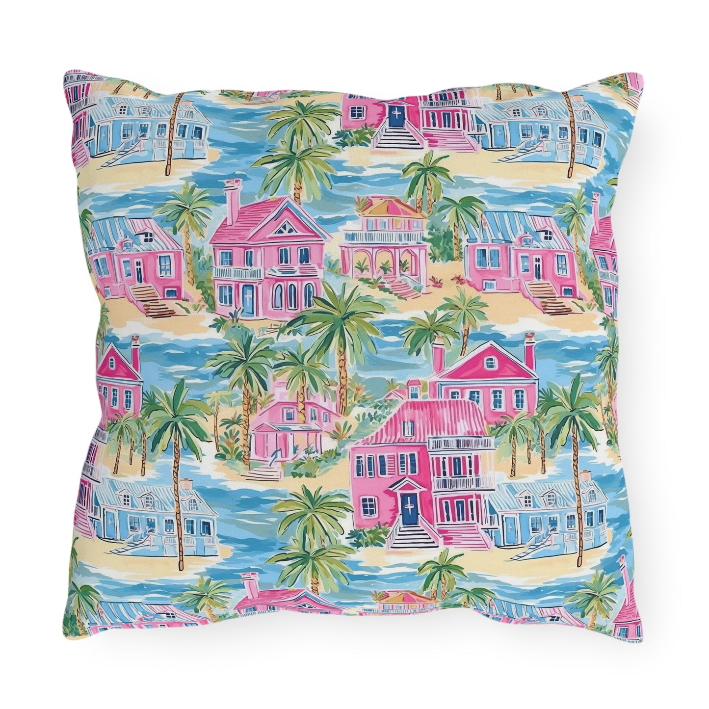 Outdoor Throw Pillow, Coastal Palm Beach Houses