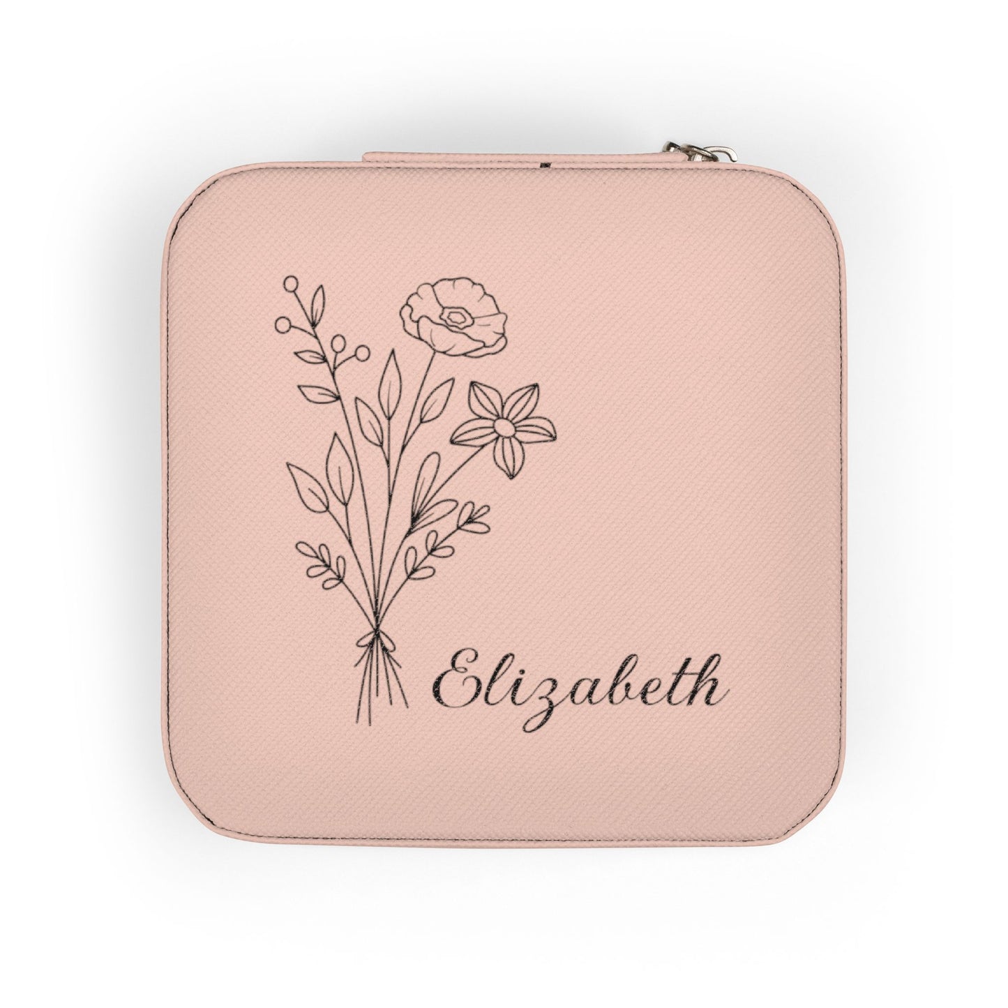 Personalized Wildflowers Jewelry Travel Case — Compact Floral Travel Organizer