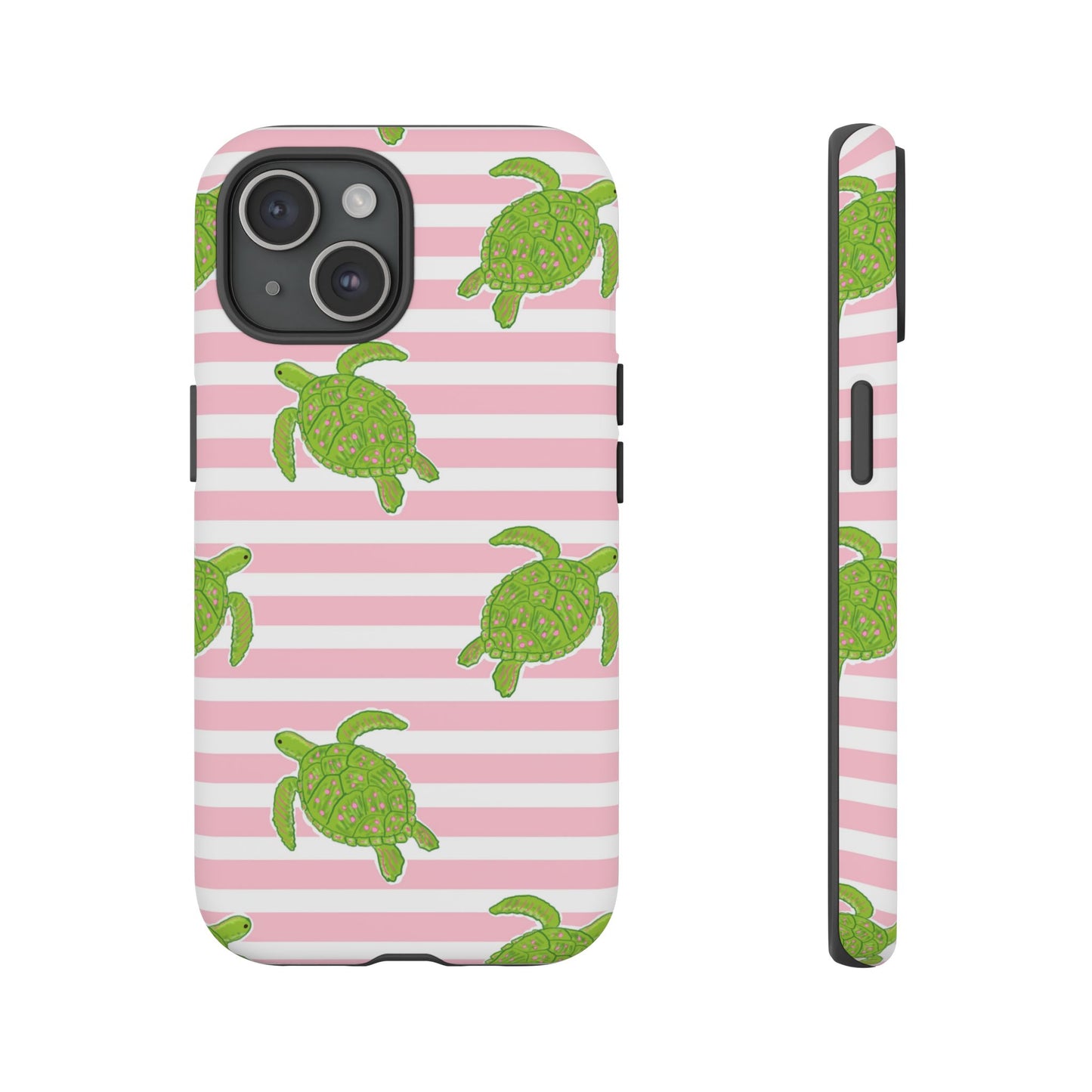 Green Sea Turtles Phone Case | Pink Stripes Tough Case | iPhone 17