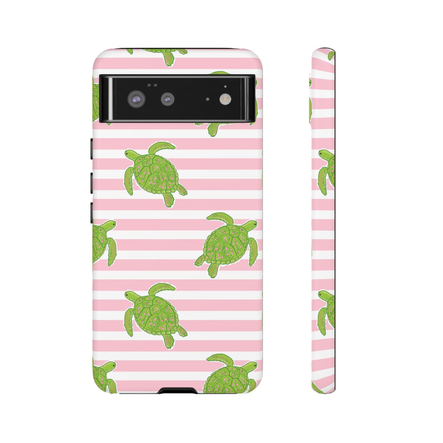 Green Sea Turtles Phone Case | Pink Stripes Tough Case | iPhone 17