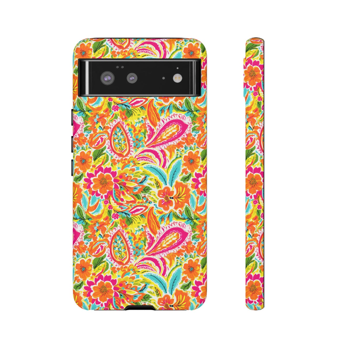 Vibrant Floral Paisley phone case | Tough Cases | Orange and Pink Floral | iPhone 17