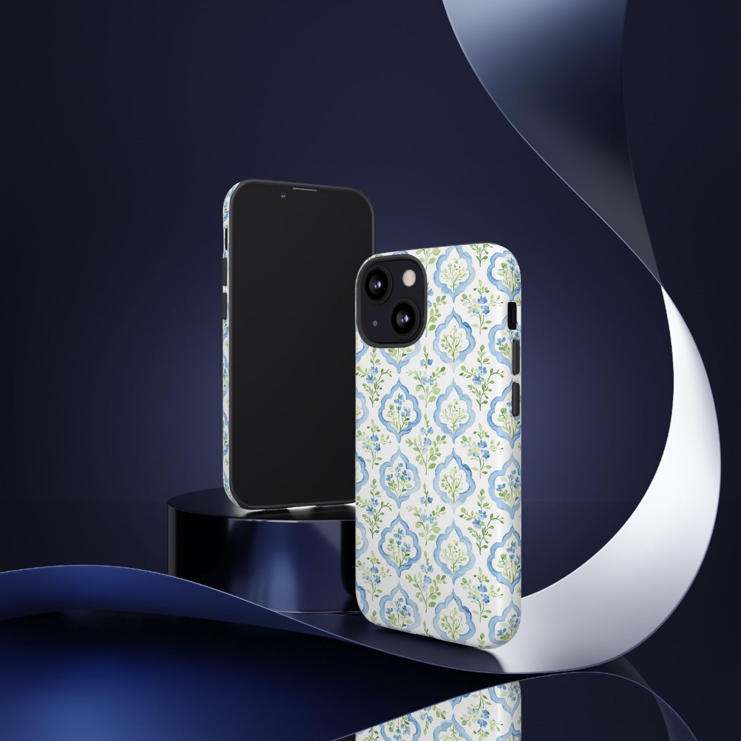 Blue Floral Damask phone case | Tough Case | iPhone 17
