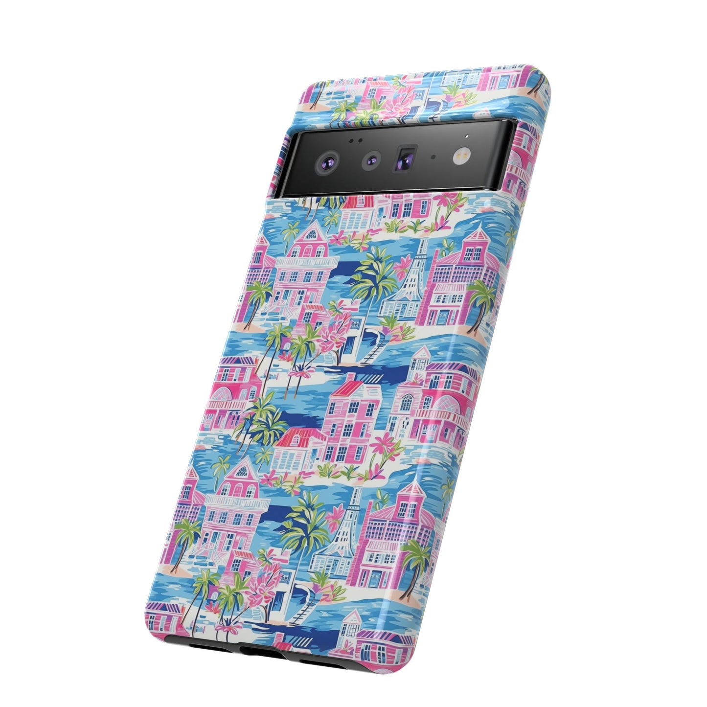 Pink Coastal Houses phone case | Tough Case | iPhone 17