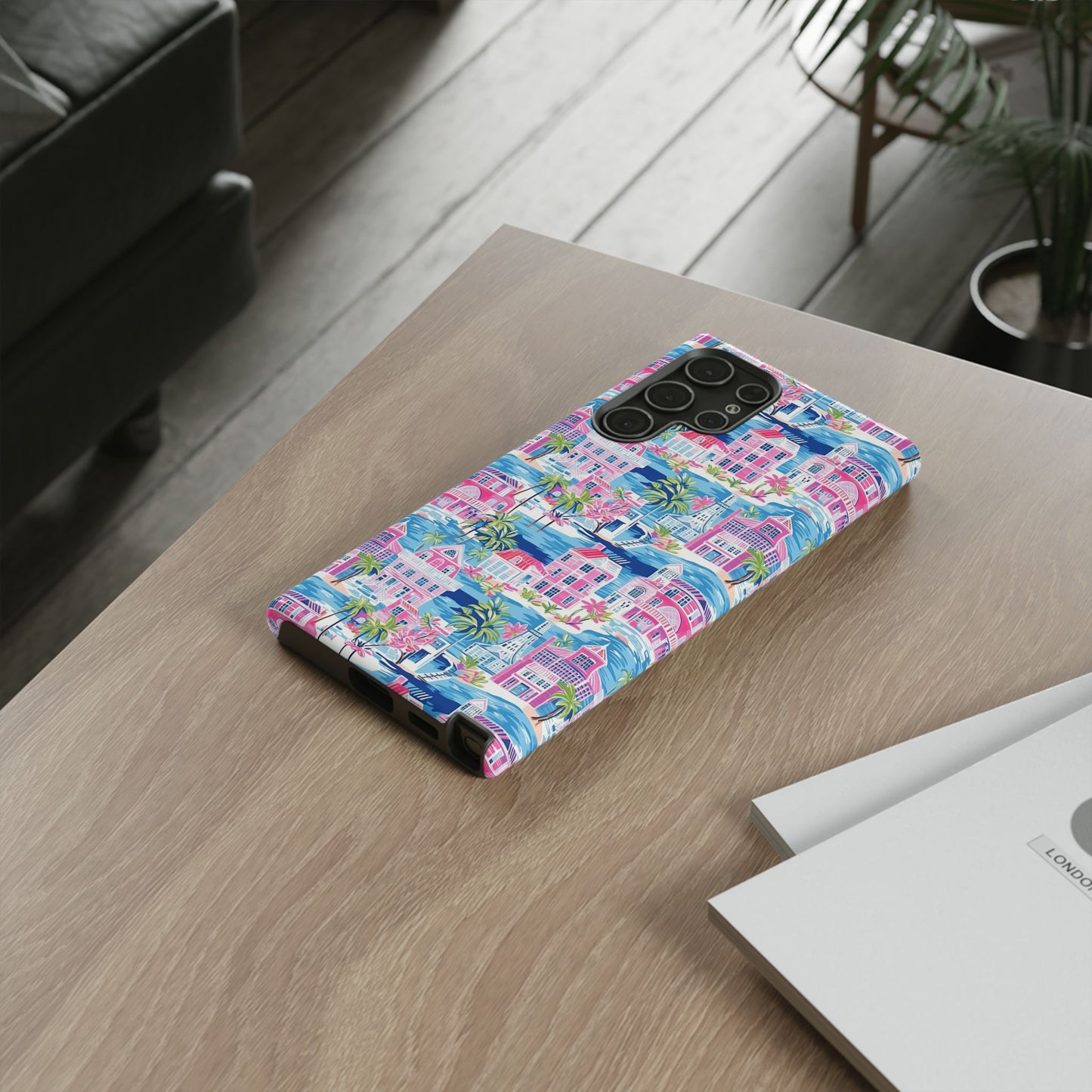 Pink Coastal Houses phone case | Tough Case | iPhone 17