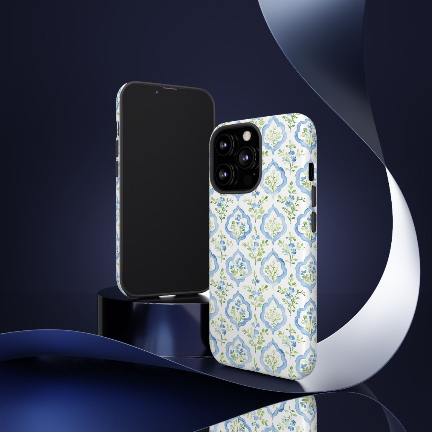 Blue Floral Damask phone case | Tough Case | iPhone 17