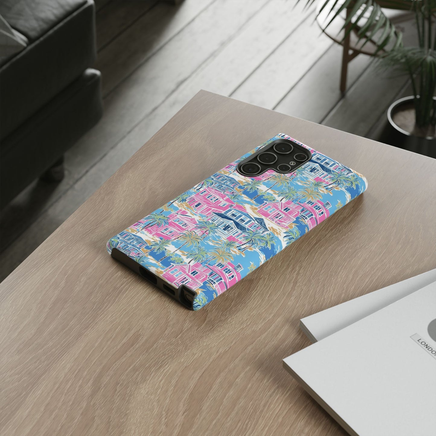 Tropical Beach Houses Tough Case | Palm Tree Coastal Phone Cover | iPhone 17