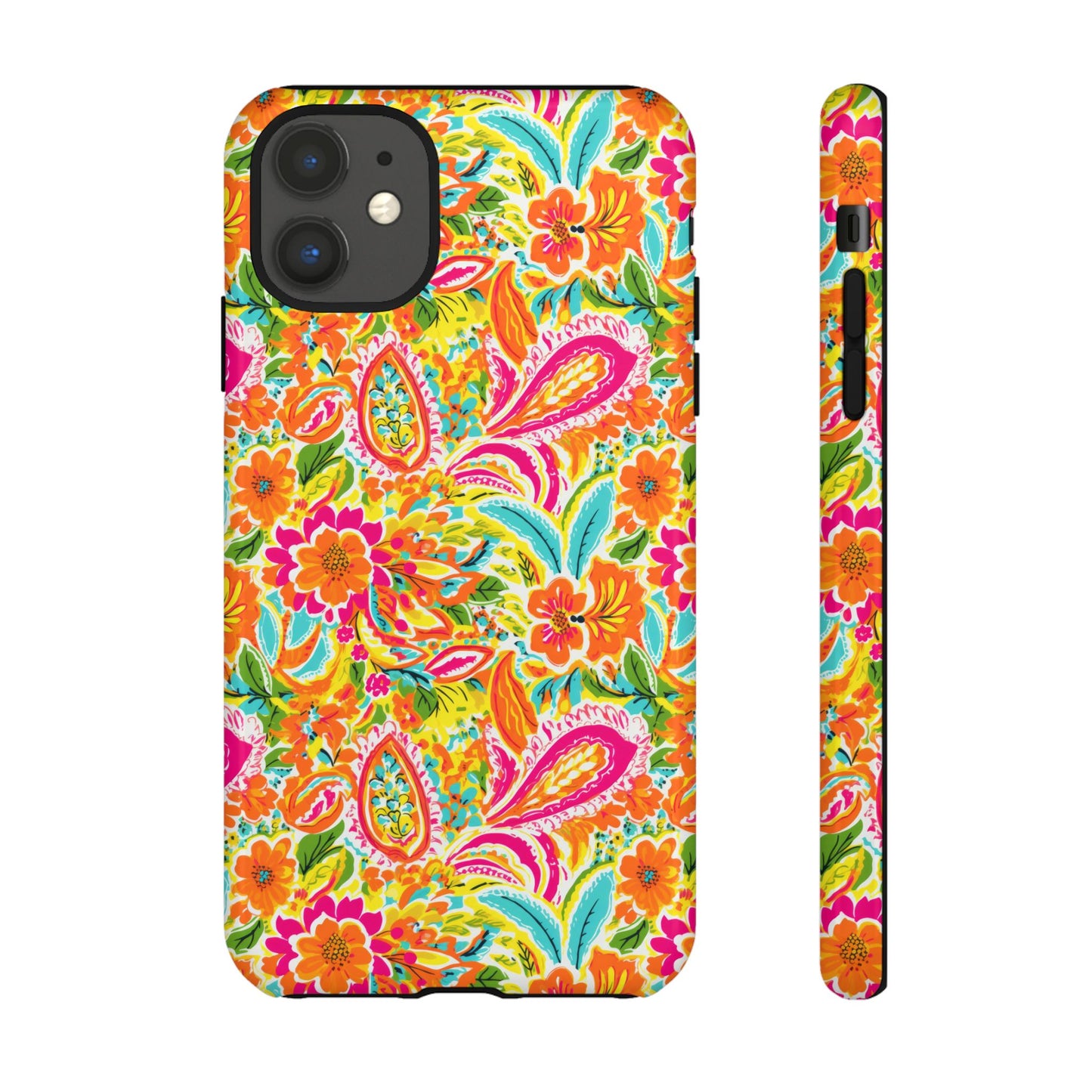 Vibrant Floral Paisley phone case | Tough Cases | Orange and Pink Floral | iPhone 17
