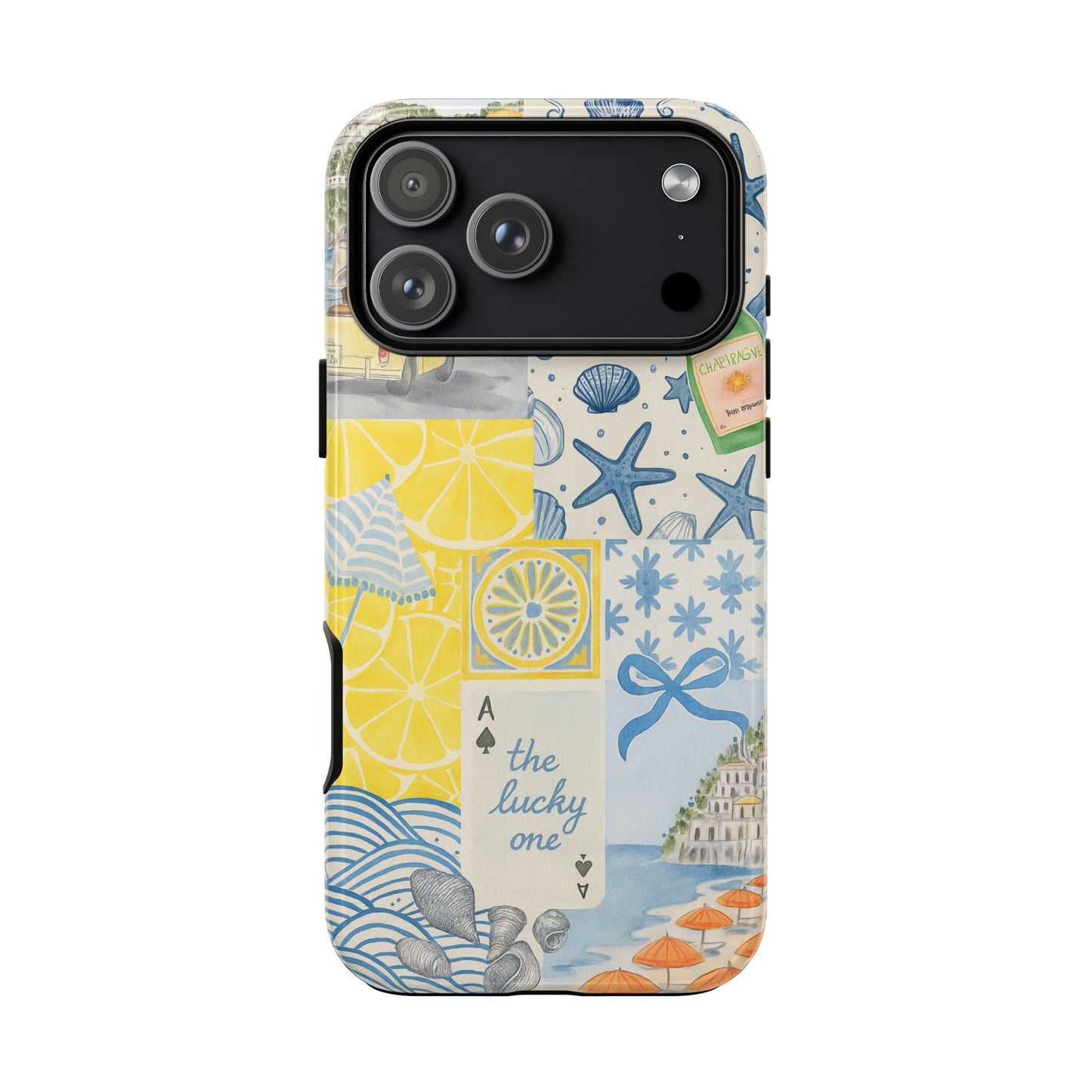 Coastal Collage Phone Case | Beach Shells, Starfish, Lemon, Scenic Travel | Italian Summer