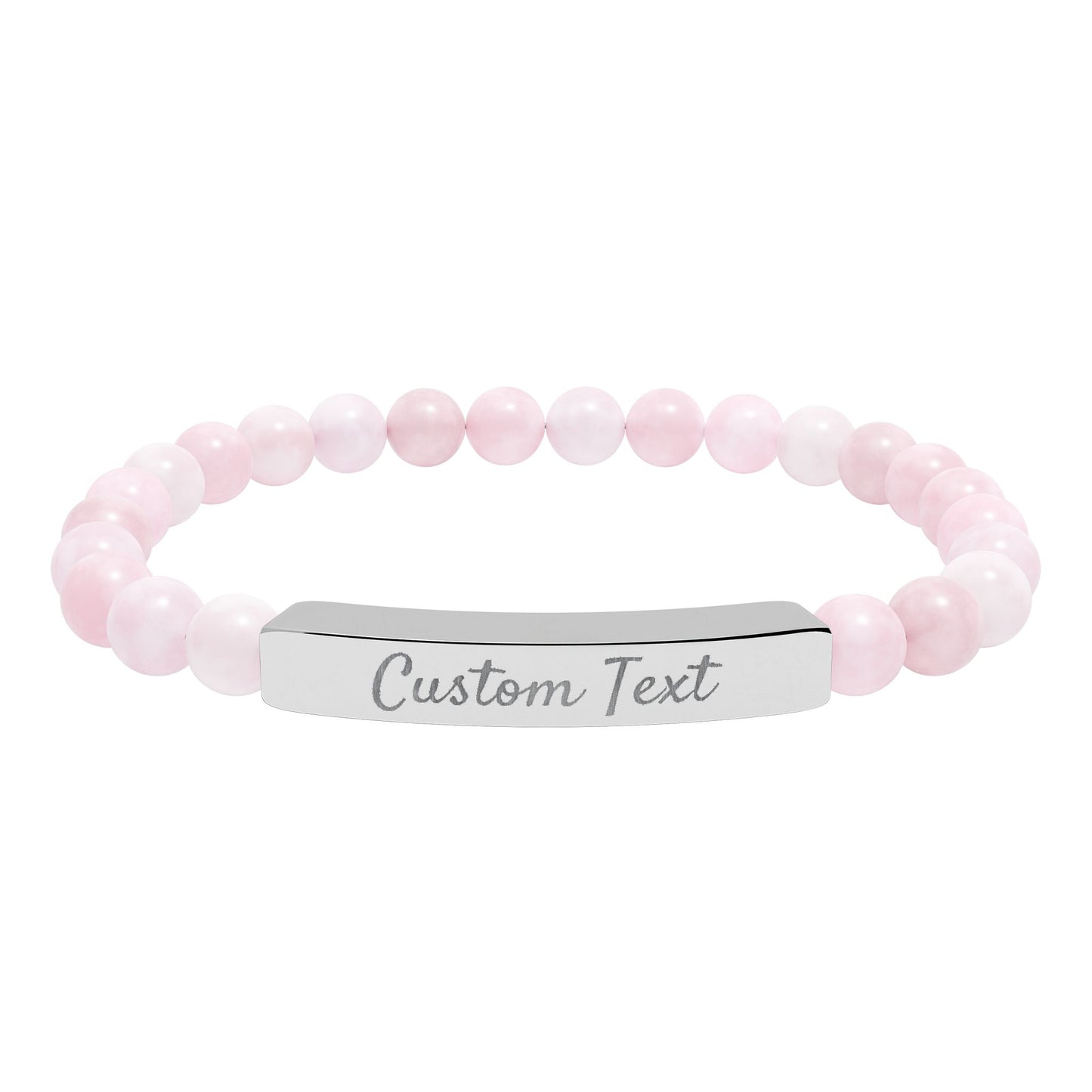 Engravable Natural Stone Bar Bracelet — Custom Name Stretch Bracelet