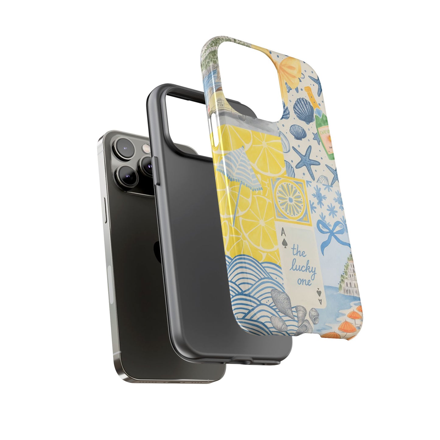 Coastal Collage Phone Case | Beach Shells, Starfish, Lemon, Scenic Travel | Italian Summer