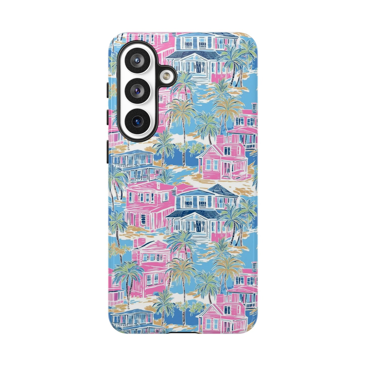 Tropical Beach Houses Tough Case | Palm Tree Coastal Phone Cover | iPhone 17
