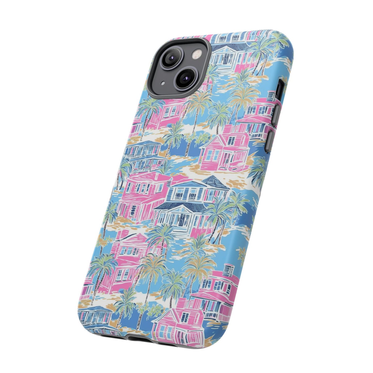 Tropical Beach Houses Tough Case | Palm Tree Coastal Phone Cover | iPhone 17