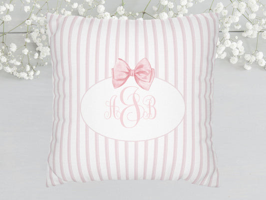 Custom Throw Pillow, Pink Bow