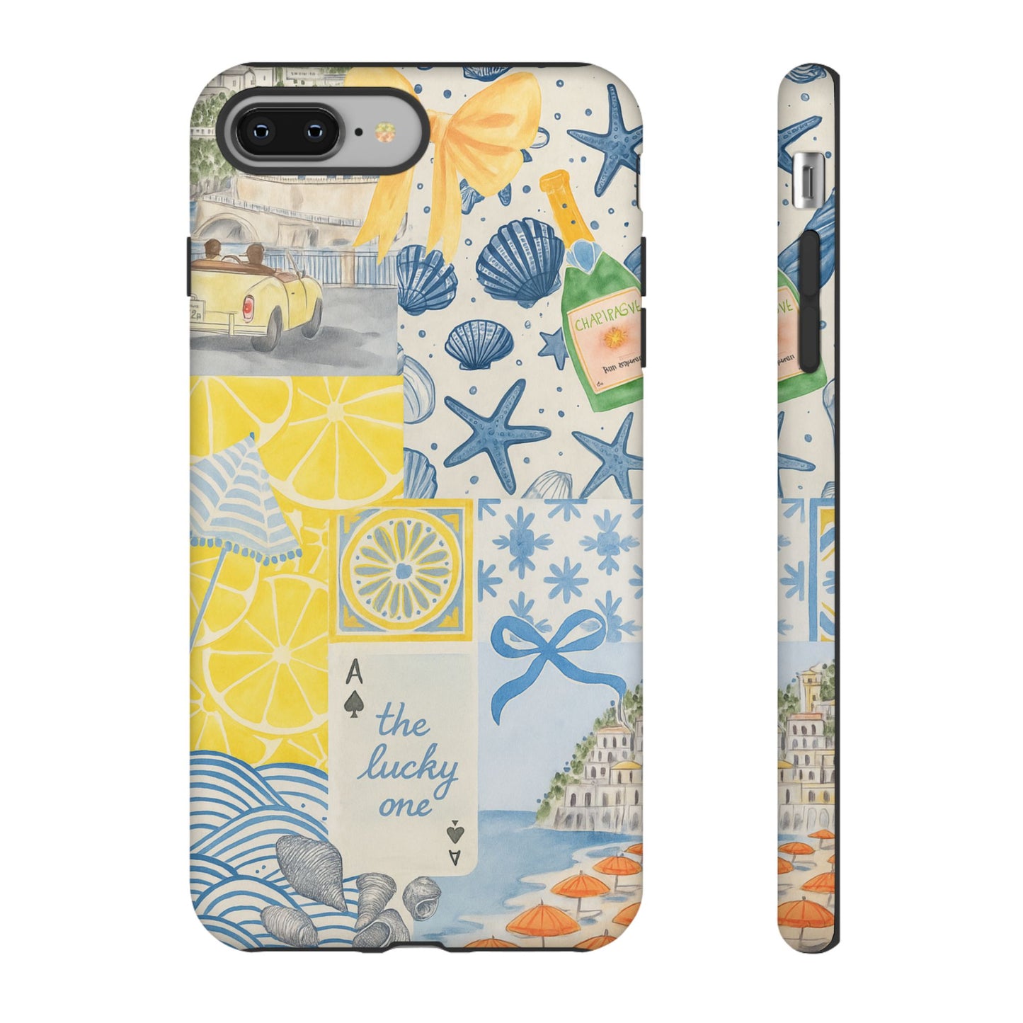 Coastal Collage Phone Case | Beach Shells, Starfish, Lemon, Scenic Travel | Italian Summer