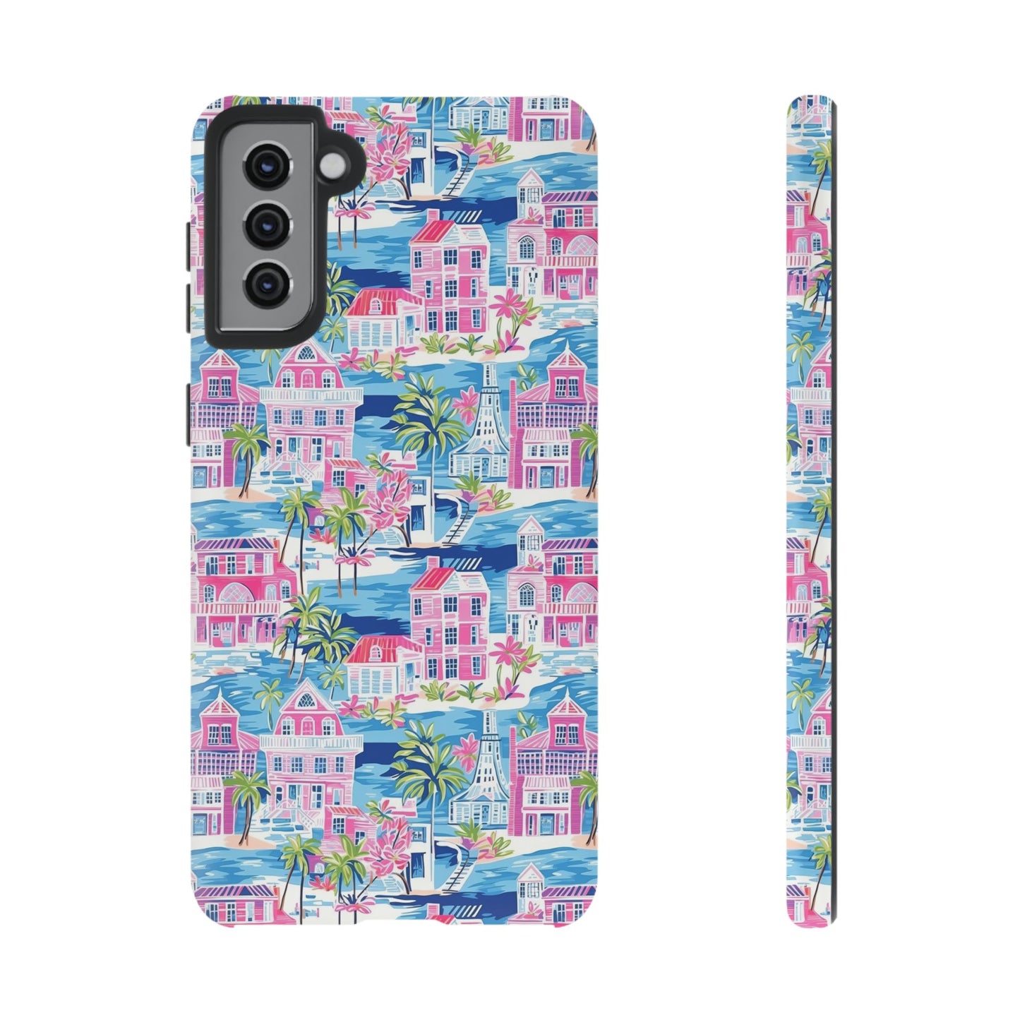 Pink Coastal Houses phone case | Tough Case | iPhone 17