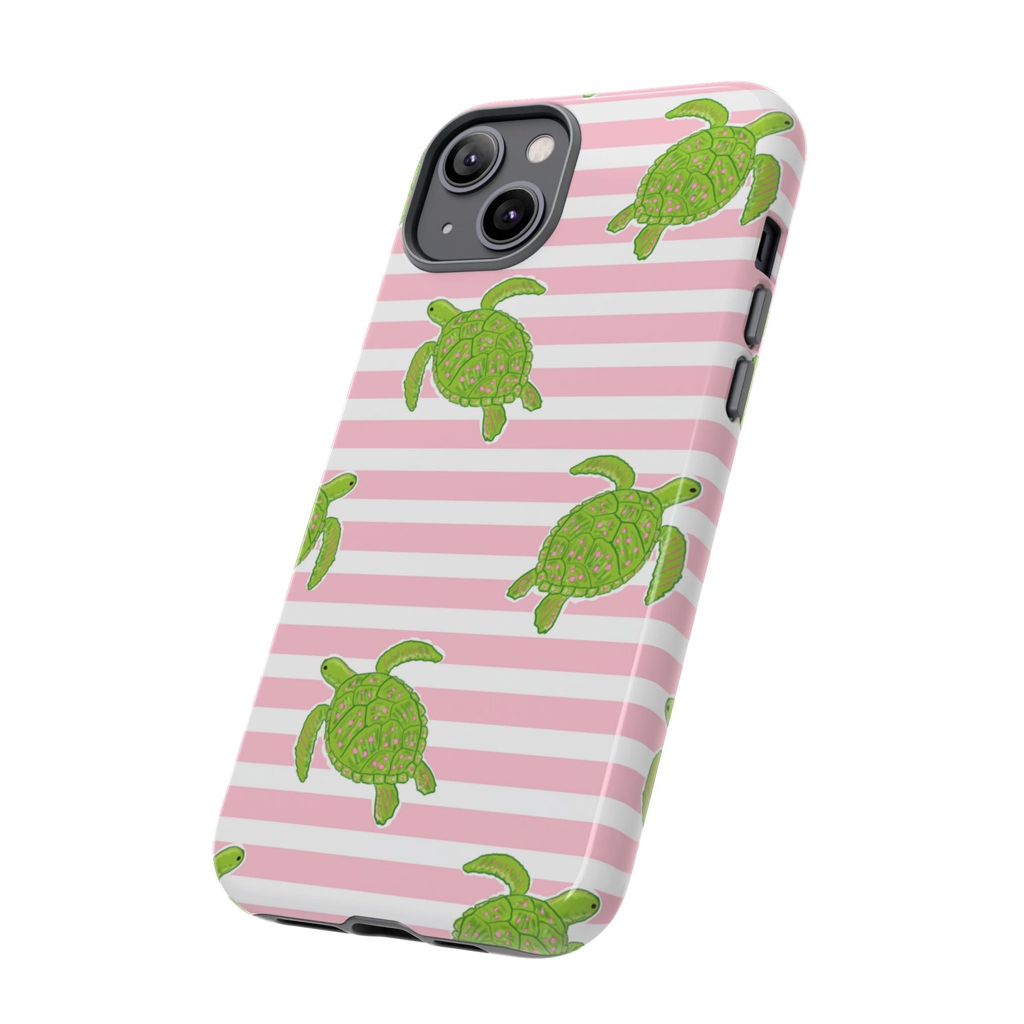 Green Sea Turtles Phone Case | Pink Stripes Tough Case | iPhone 17