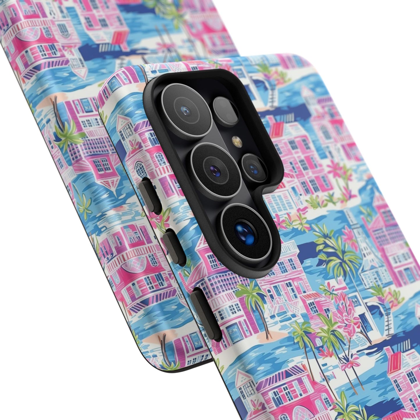 Pink Coastal Houses phone case | Tough Case | iPhone 17