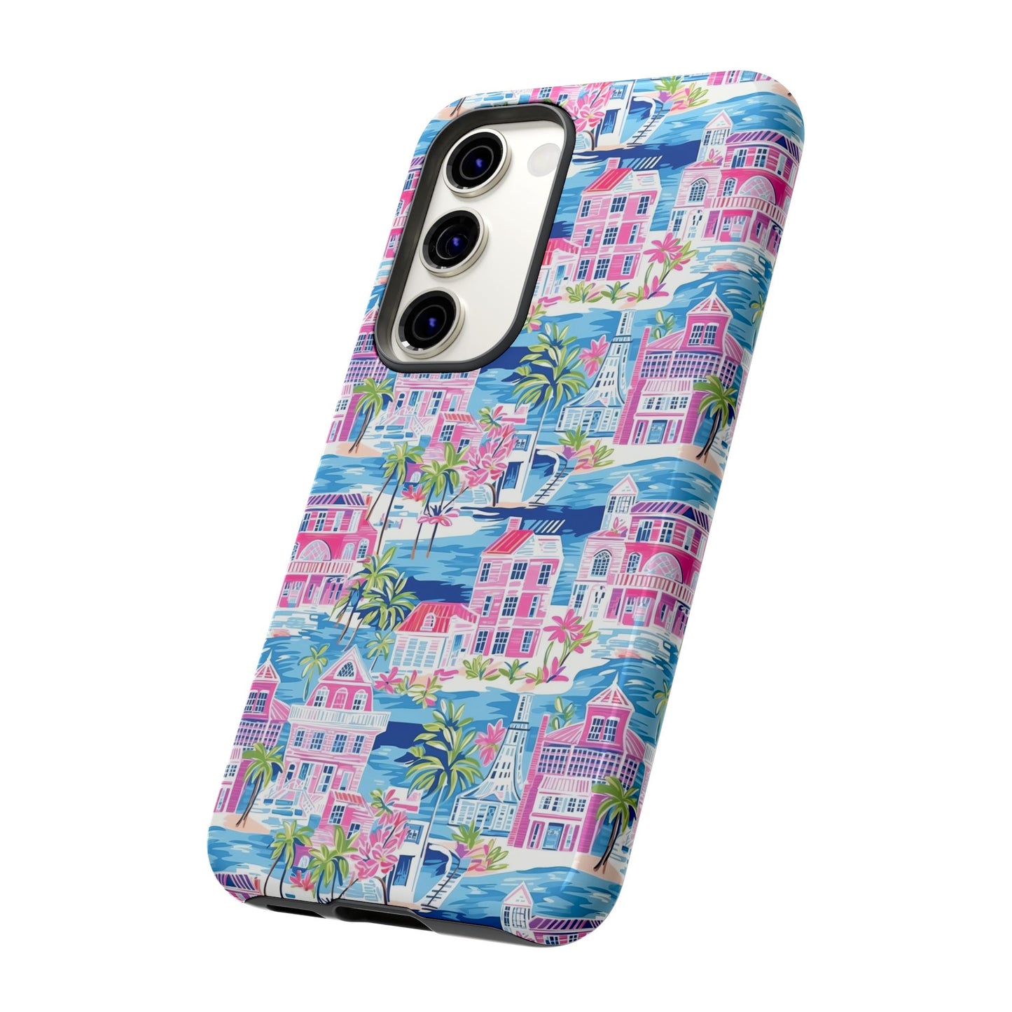 Pink Coastal Houses phone case | Tough Case | iPhone 17