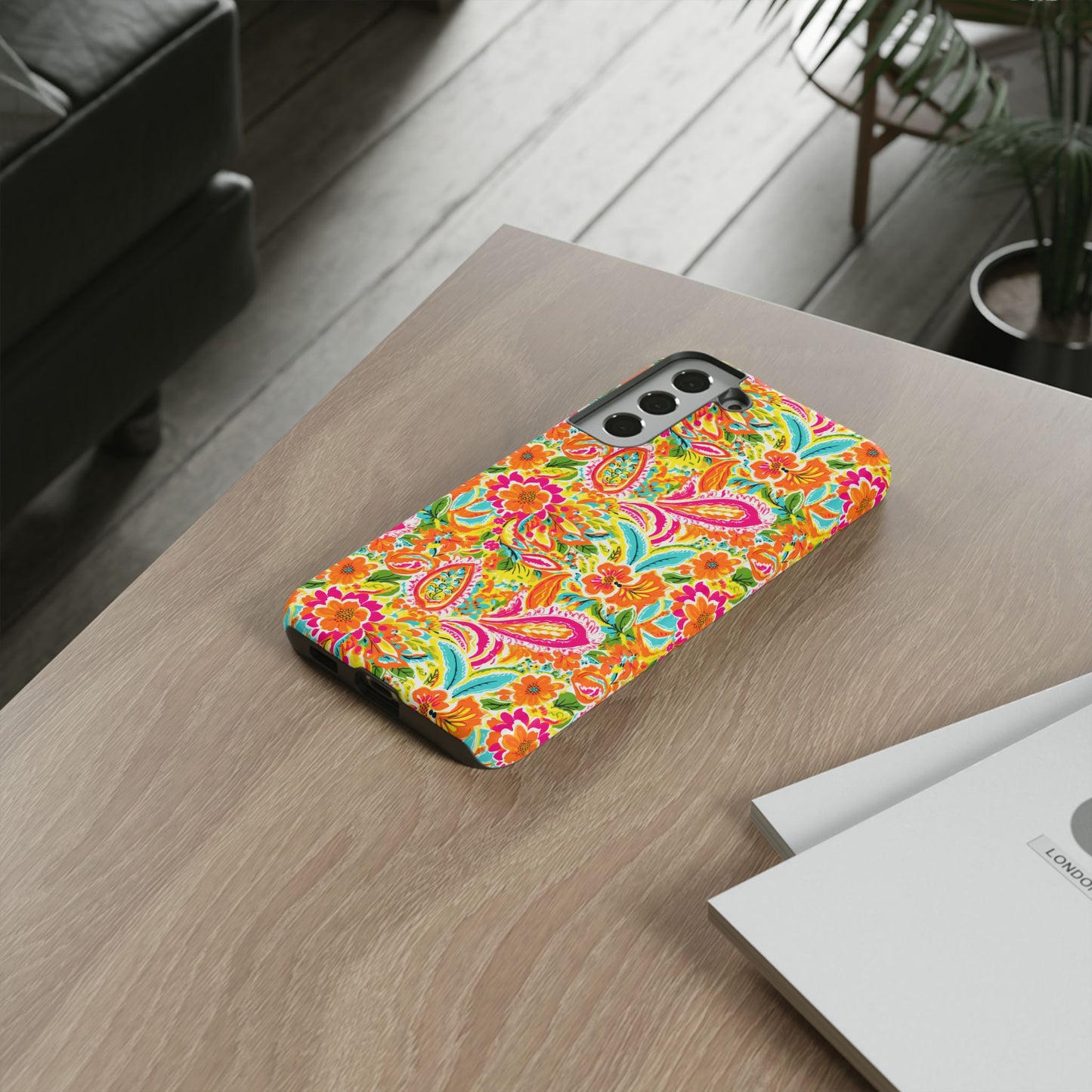 Vibrant Floral Paisley phone case | Tough Cases | Orange and Pink Floral | iPhone 17