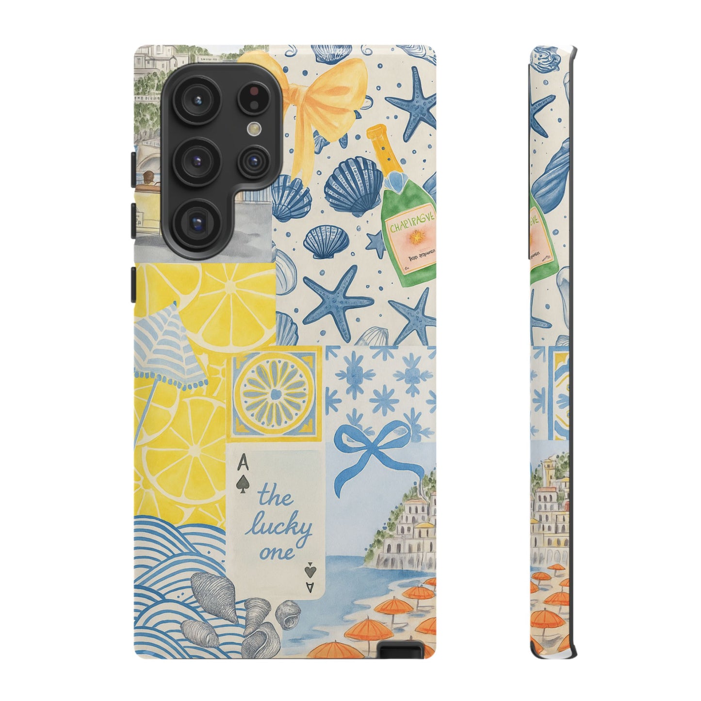 Coastal Collage Phone Case | Beach Shells, Starfish, Lemon, Scenic Travel | Italian Summer