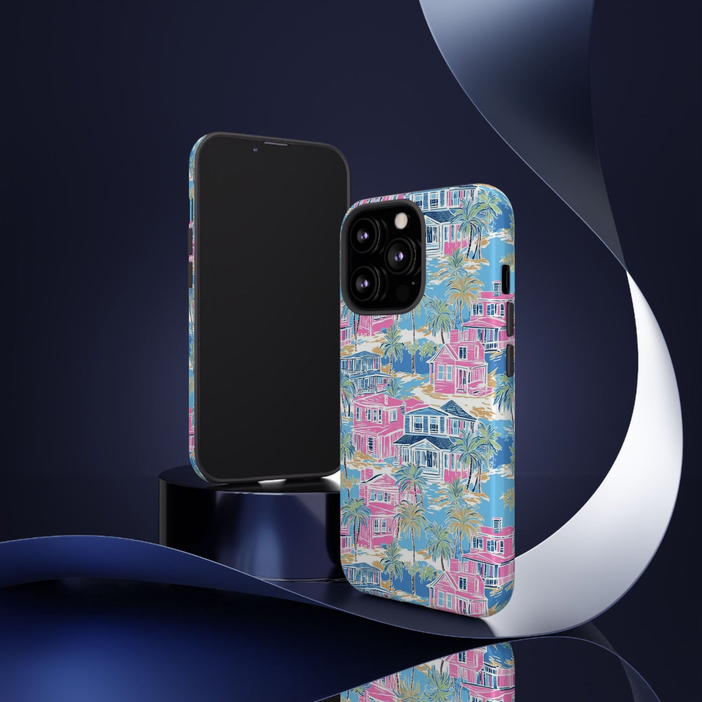 Tropical Beach Houses Tough Case | Palm Tree Coastal Phone Cover | iPhone 17