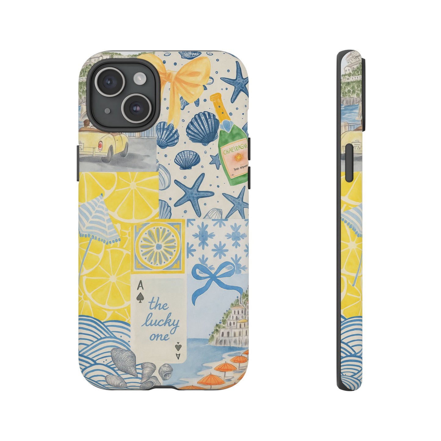 Coastal Collage Phone Case | Beach Shells, Starfish, Lemon, Scenic Travel | Italian Summer