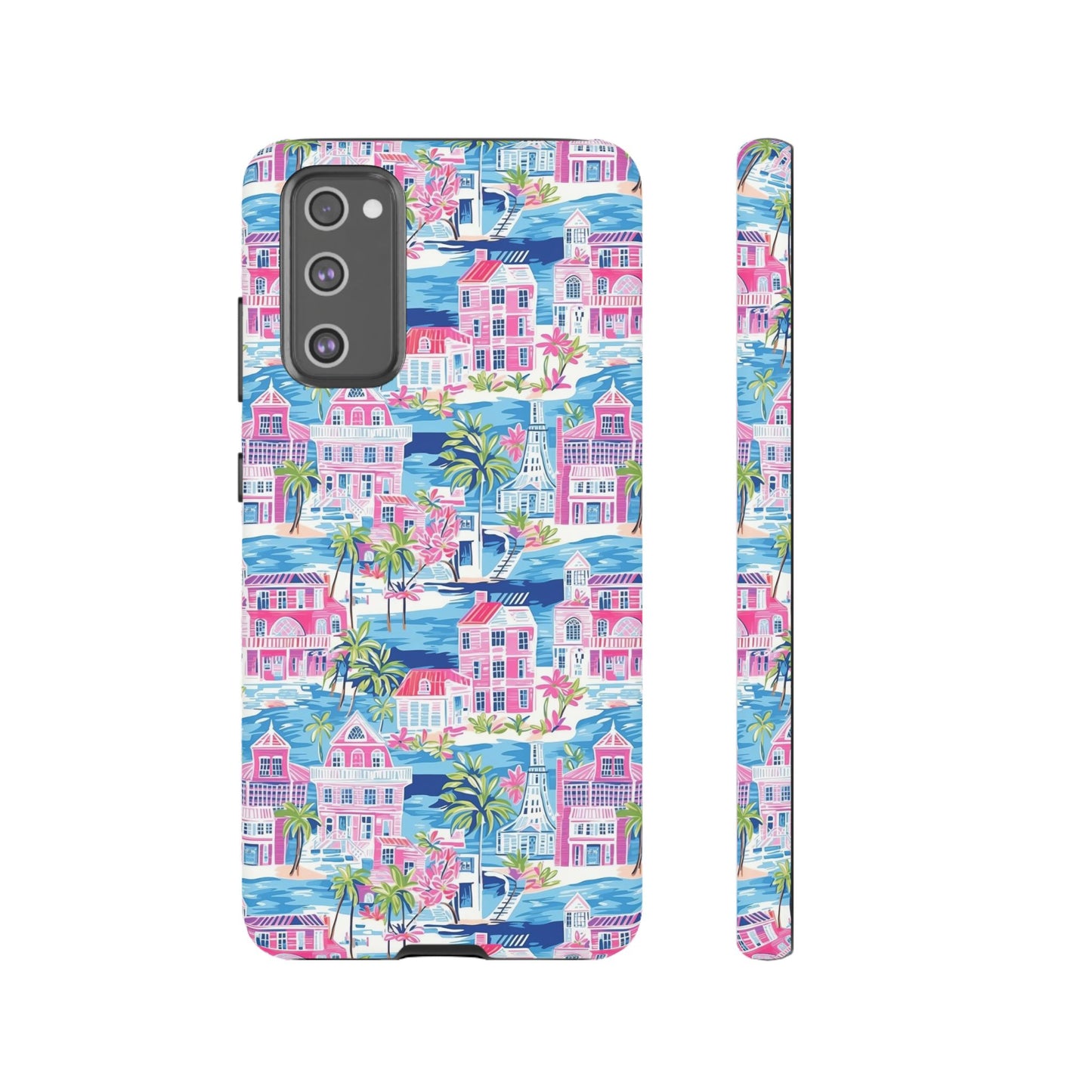 Pink Coastal Houses phone case | Tough Case | iPhone 17