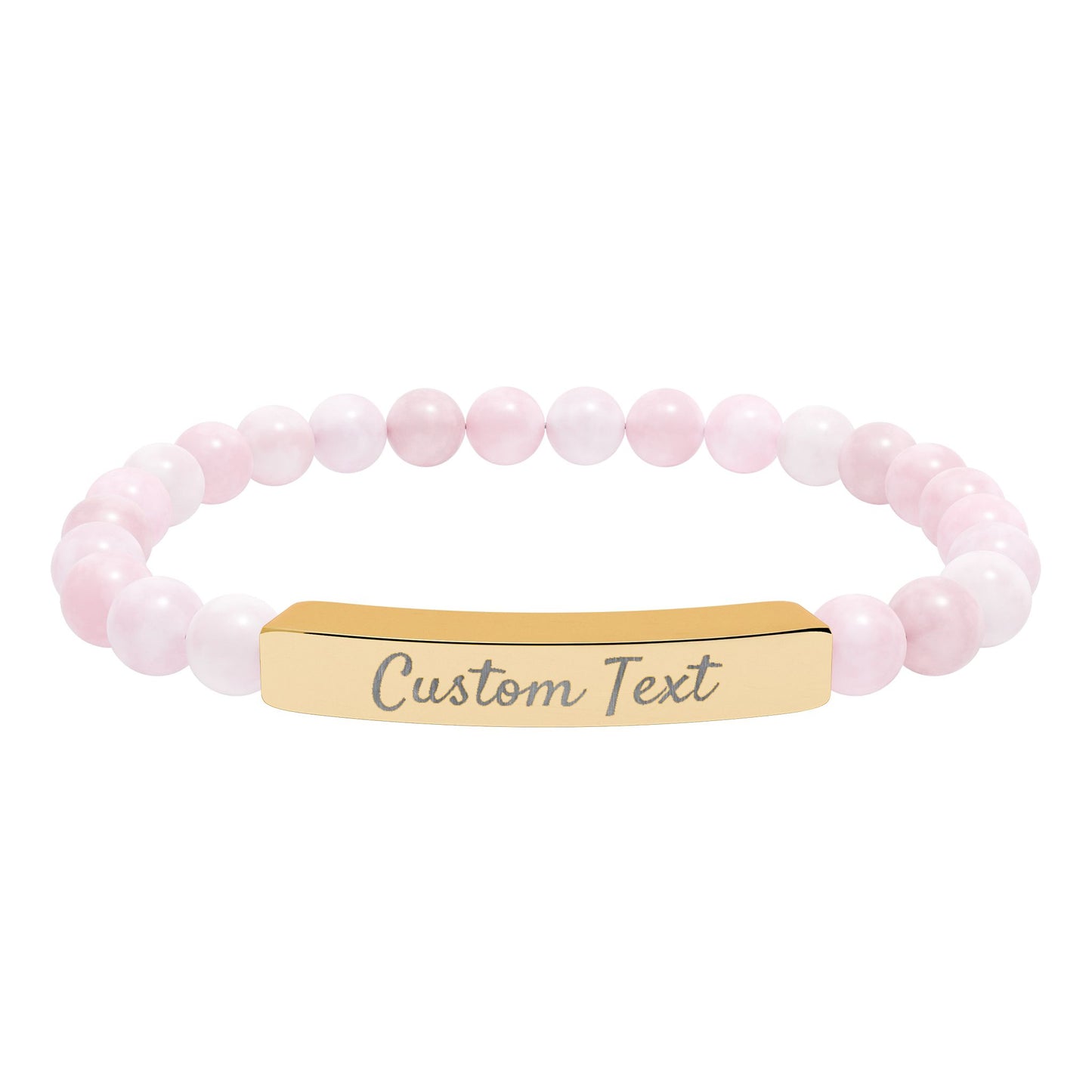 Engravable Natural Stone Bar Bracelet — Custom Name Stretch Bracelet
