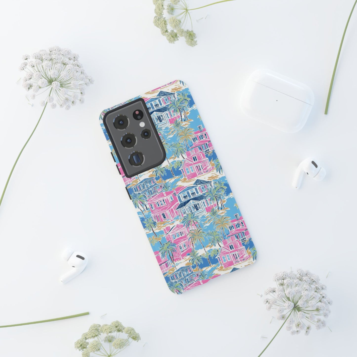 Tropical Beach Houses Tough Case | Palm Tree Coastal Phone Cover | iPhone 17