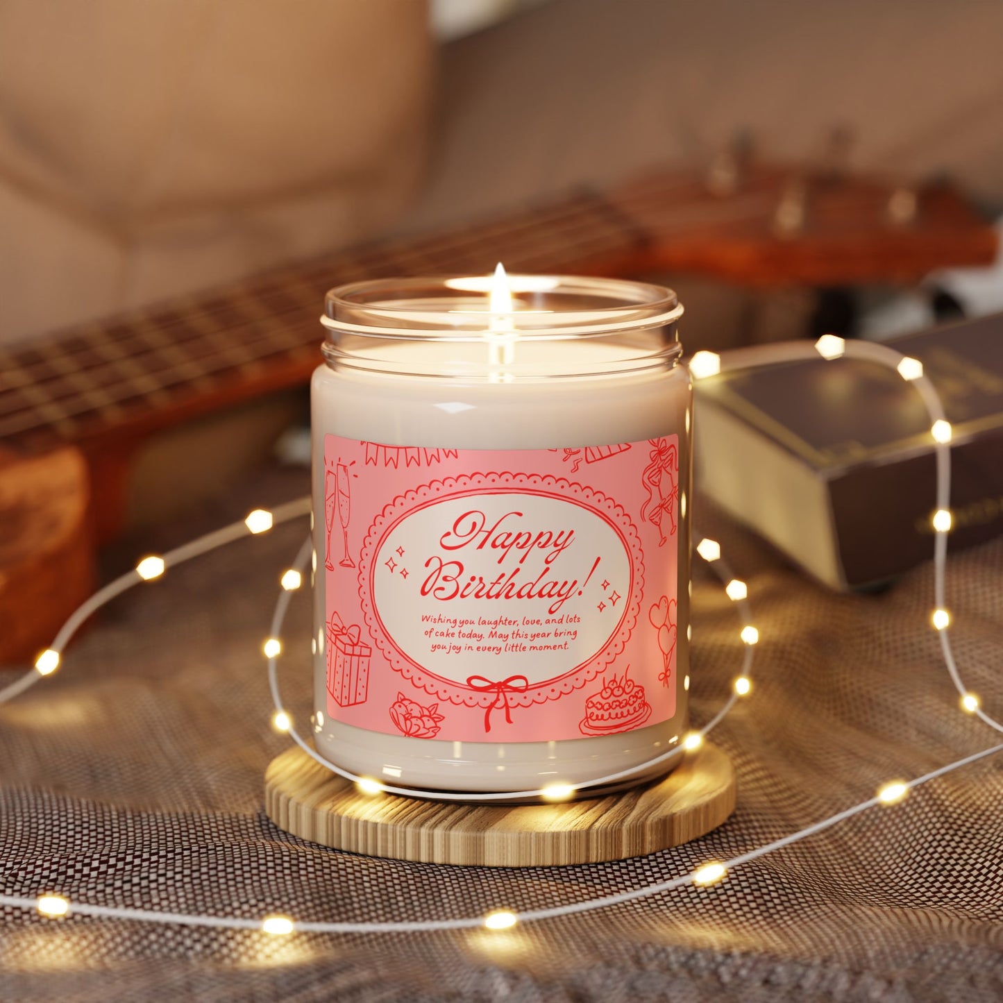 Custom Soy Wax Candle with Reusable Glass Jar | Vegan, Clean-Burning | Personalized Label Available