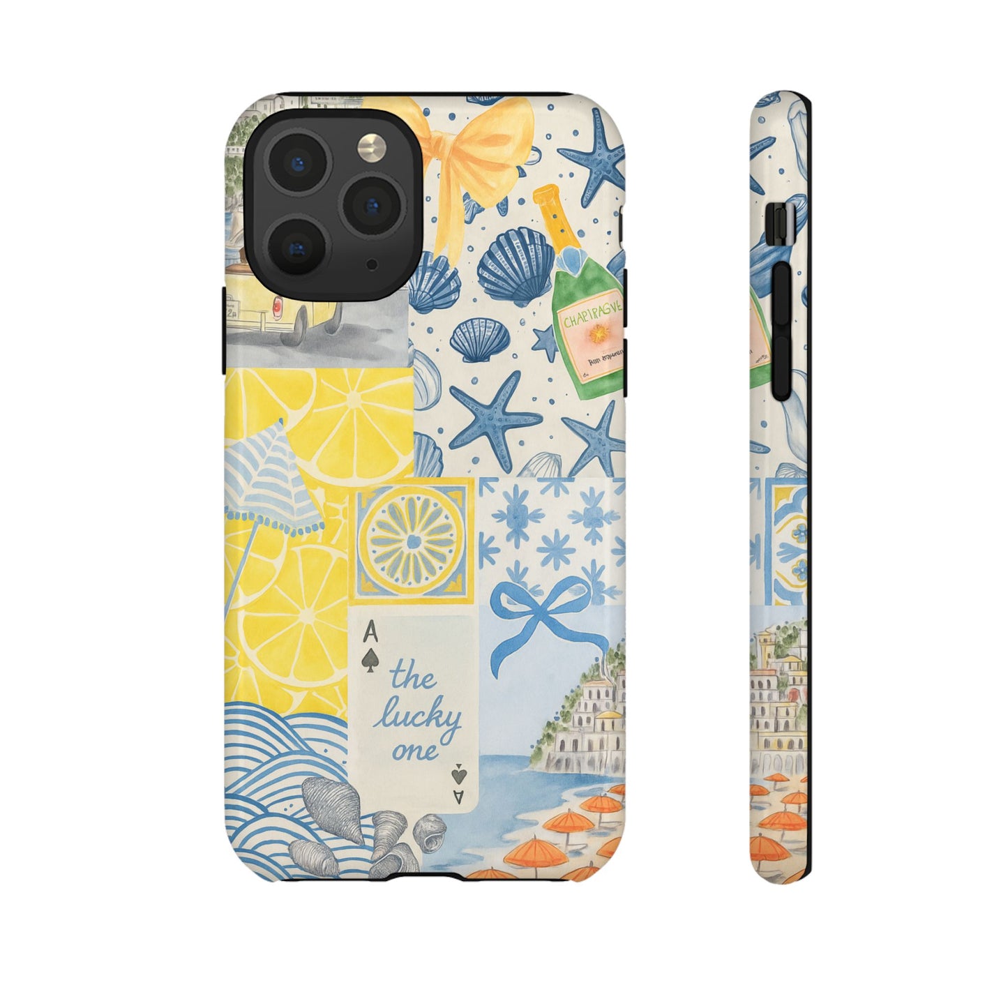 Coastal Collage Phone Case | Beach Shells, Starfish, Lemon, Scenic Travel | Italian Summer