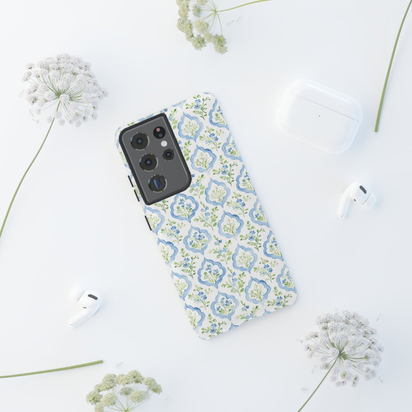 Blue Floral Damask phone case | Tough Case | iPhone 17