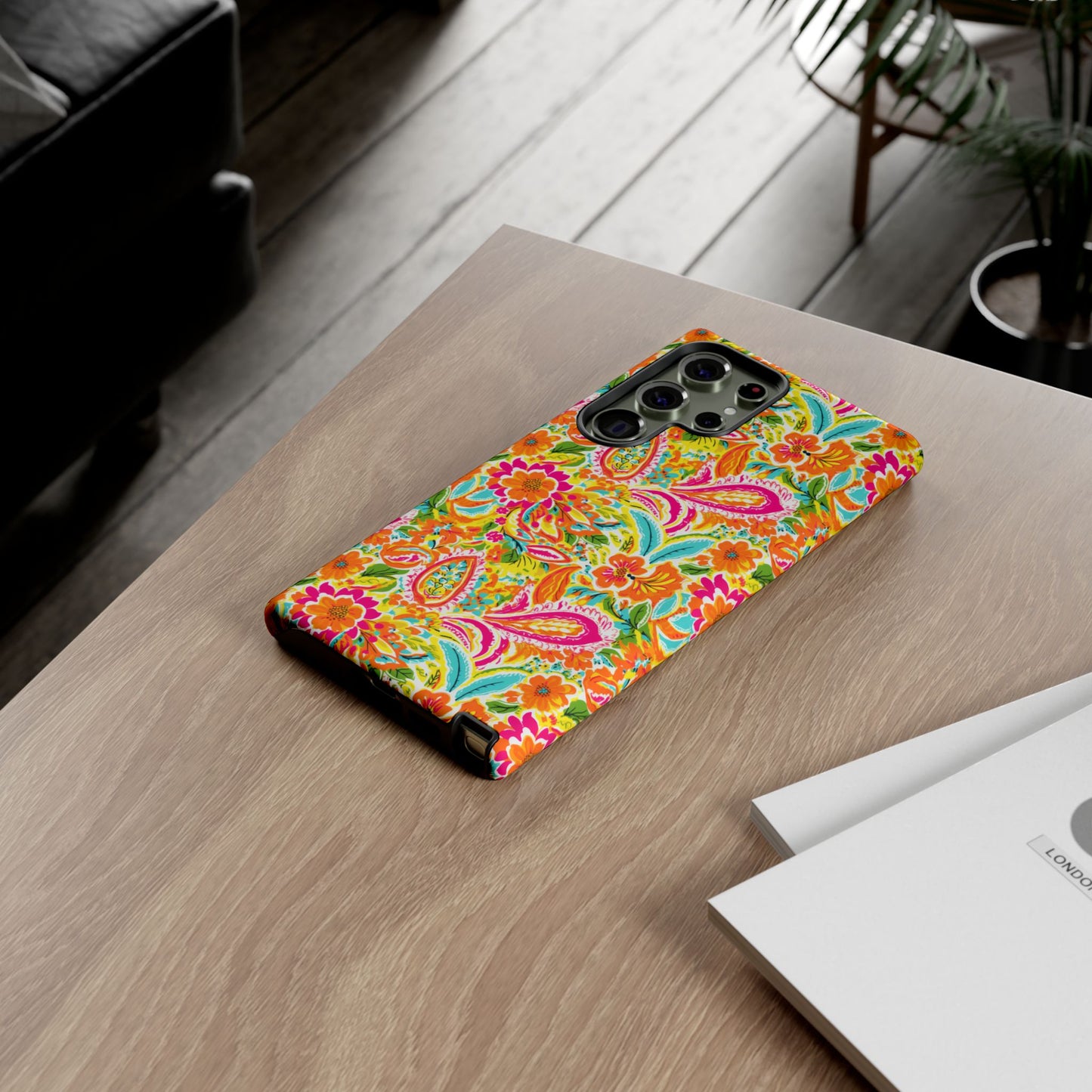 Vibrant Floral Paisley phone case | Tough Cases | Orange and Pink Floral | iPhone 17