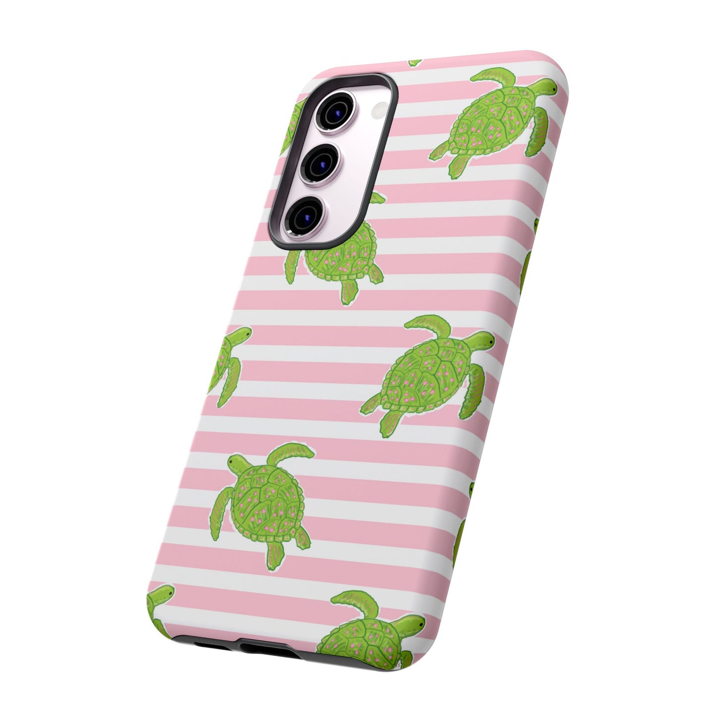 Green Sea Turtles Phone Case | Pink Stripes Tough Case | iPhone 17