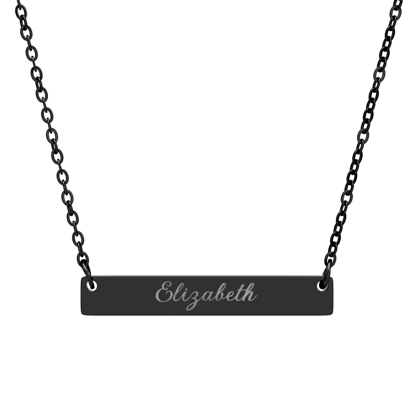 Engraved Horizontal Bar Necklace — Personalized Name Pendant