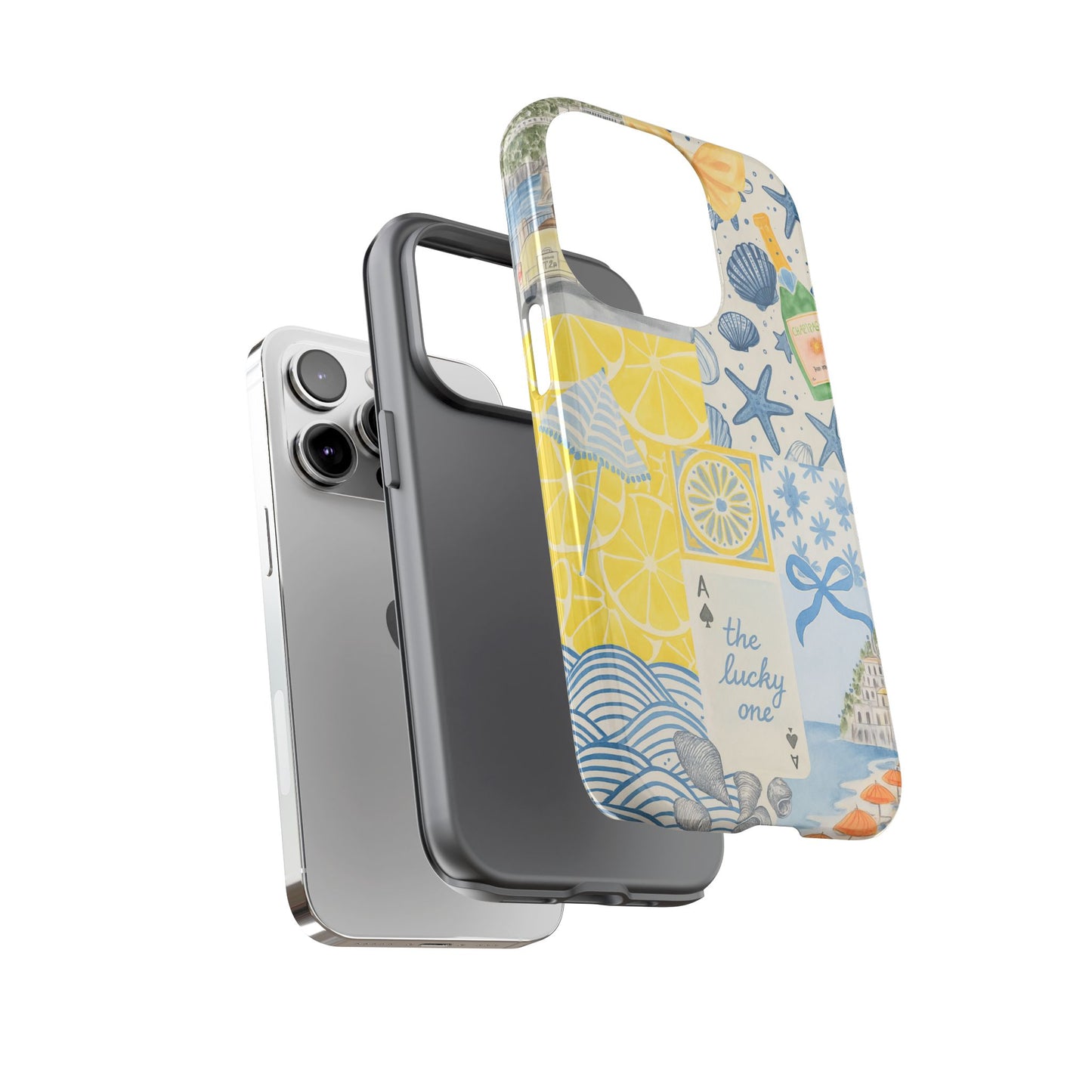 Coastal Collage Phone Case | Beach Shells, Starfish, Lemon, Scenic Travel | Italian Summer