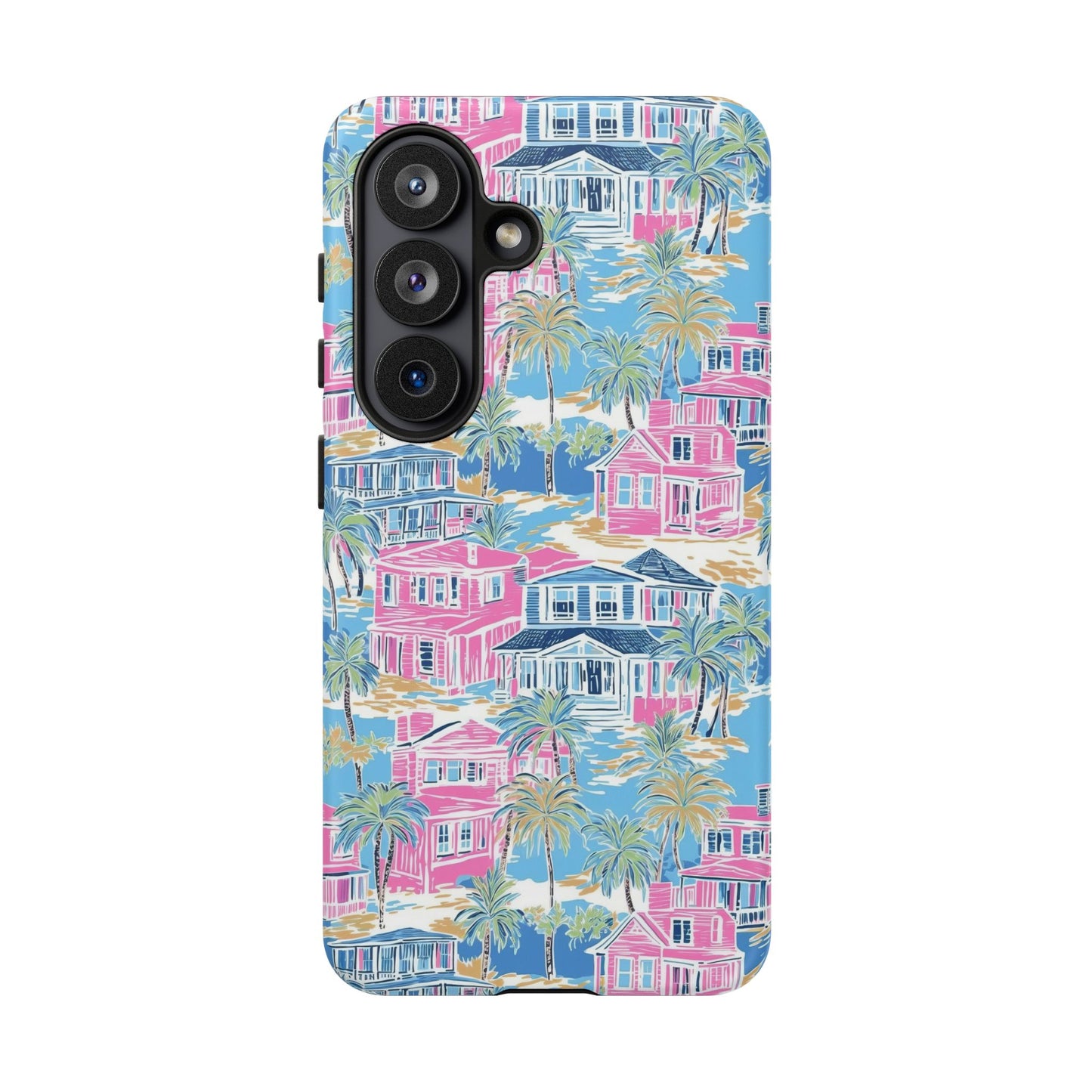 Tropical Beach Houses Tough Case | Palm Tree Coastal Phone Cover | iPhone 17