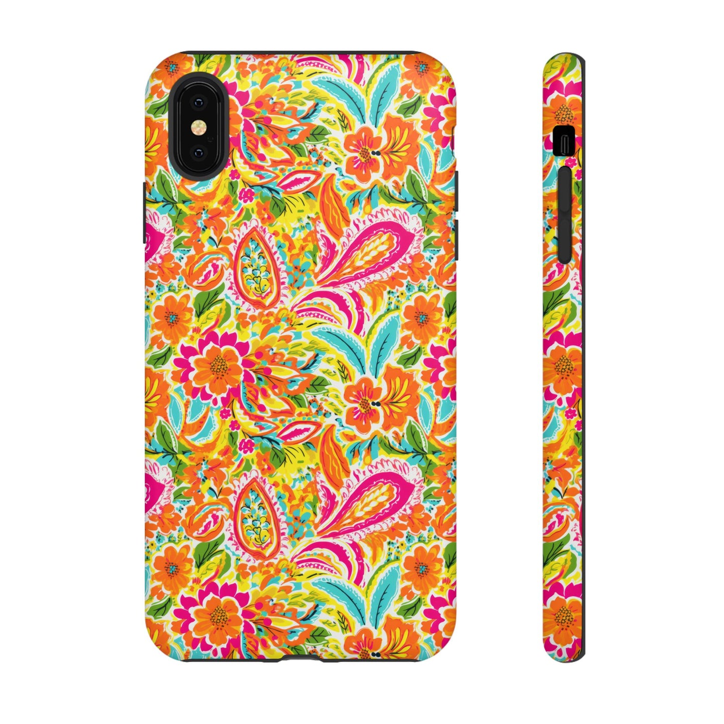Vibrant Floral Paisley phone case | Tough Cases | Orange and Pink Floral | iPhone 17