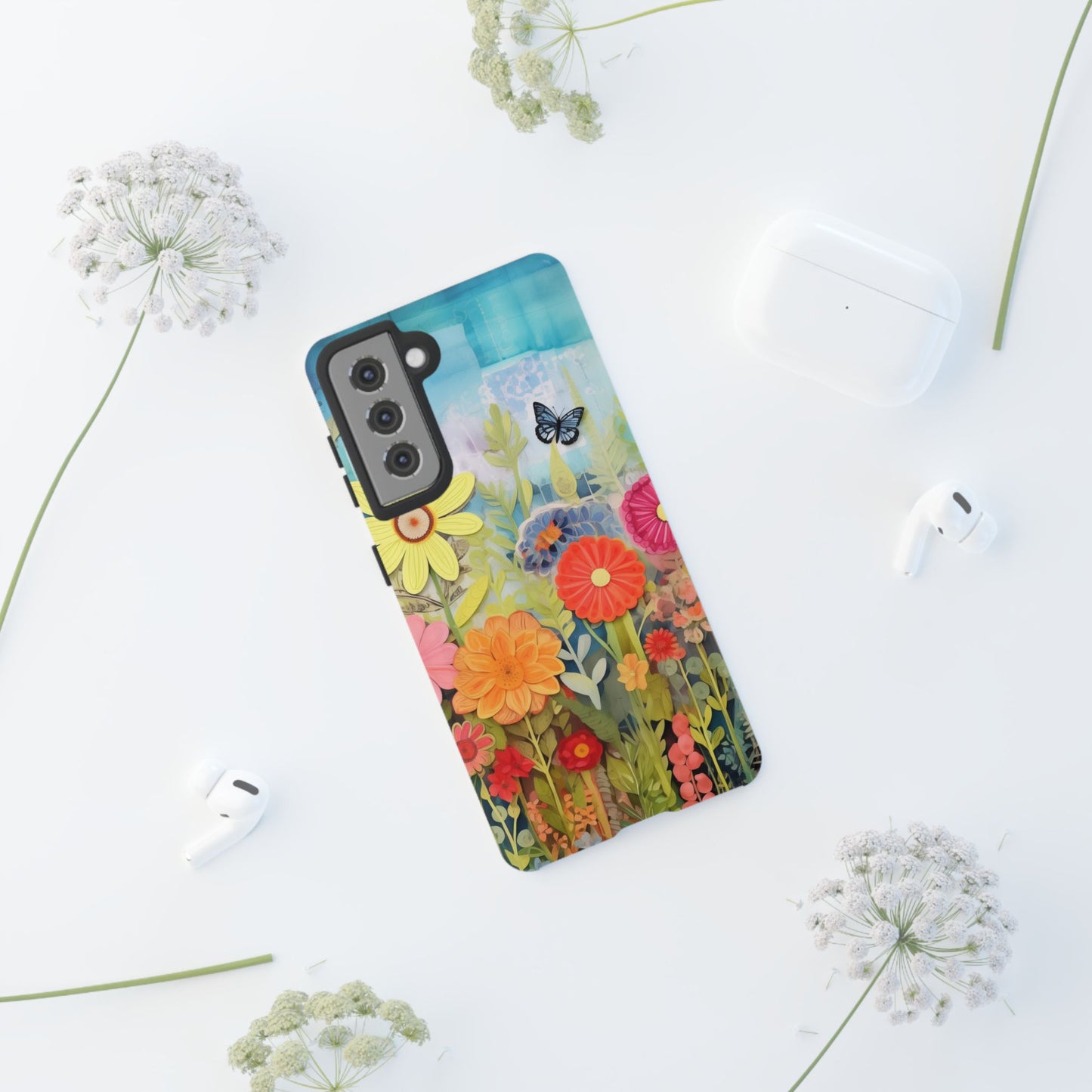 Whimsical Floral Garden phone case | Tough Case | 3d Floral Pattern | iPhone 17