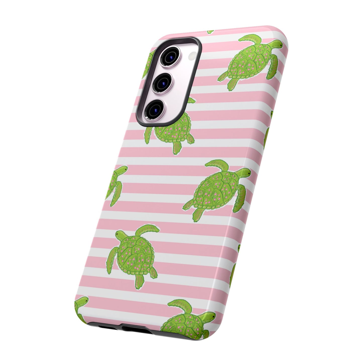 Green Sea Turtles Phone Case | Pink Stripes Tough Case | iPhone 17