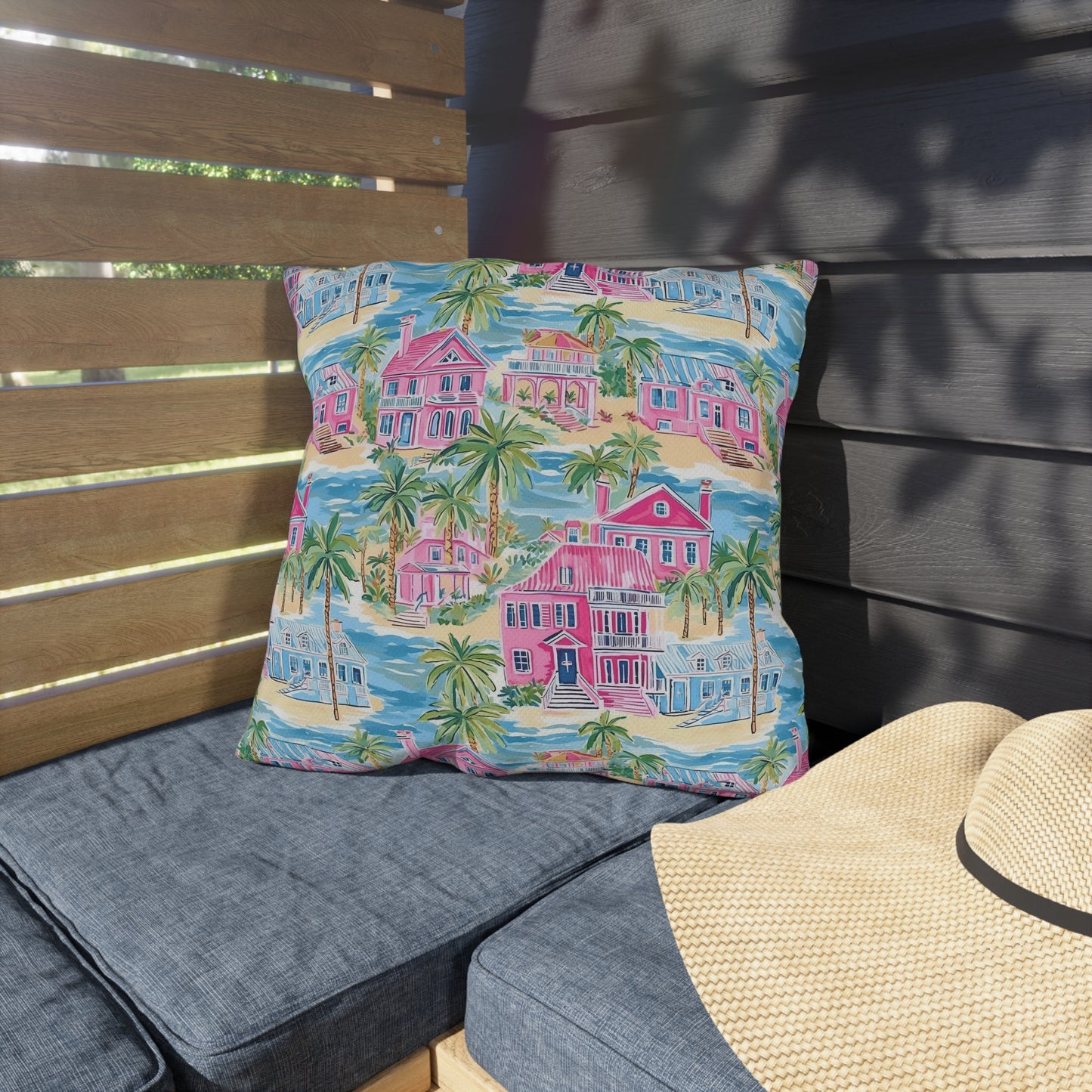 Outdoor Throw Pillow, Coastal Palm Beach Houses