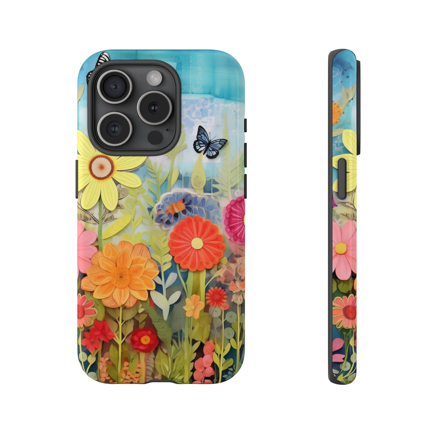Whimsical Floral Garden phone case | Tough Case | 3d Floral Pattern | iPhone 17