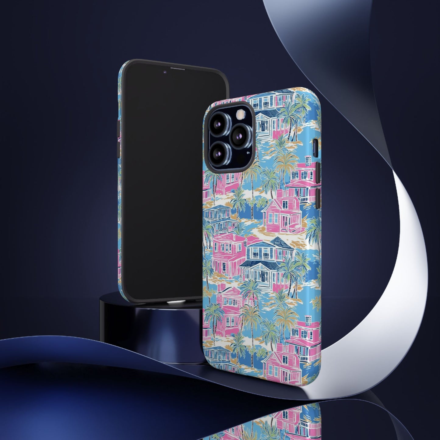 Tropical Beach Houses Tough Case | Palm Tree Coastal Phone Cover | iPhone 17