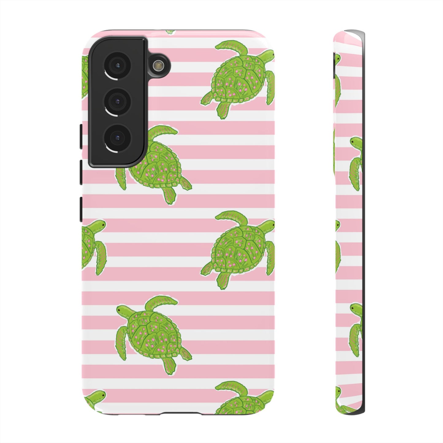 Green Sea Turtles Phone Case | Pink Stripes Tough Case | iPhone 17