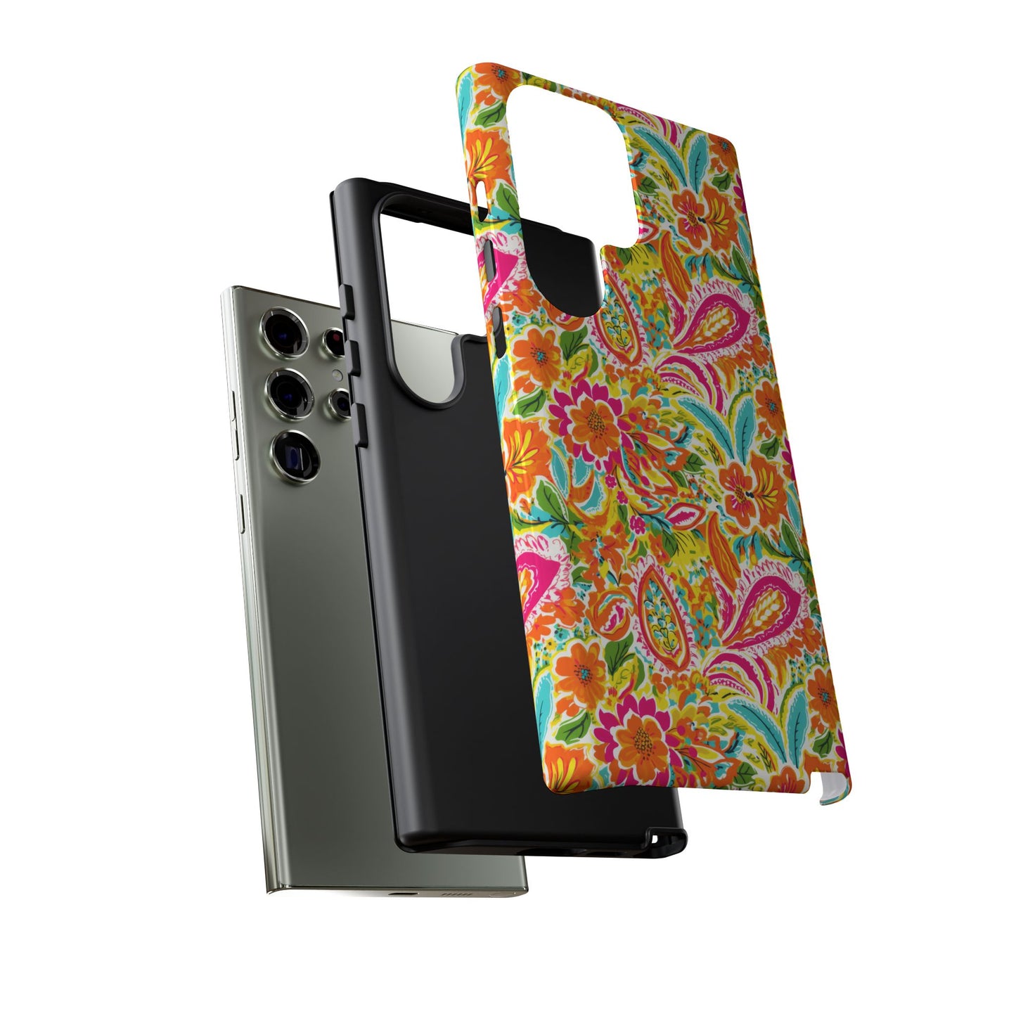 Vibrant Floral Paisley phone case | Tough Cases | Orange and Pink Floral | iPhone 17
