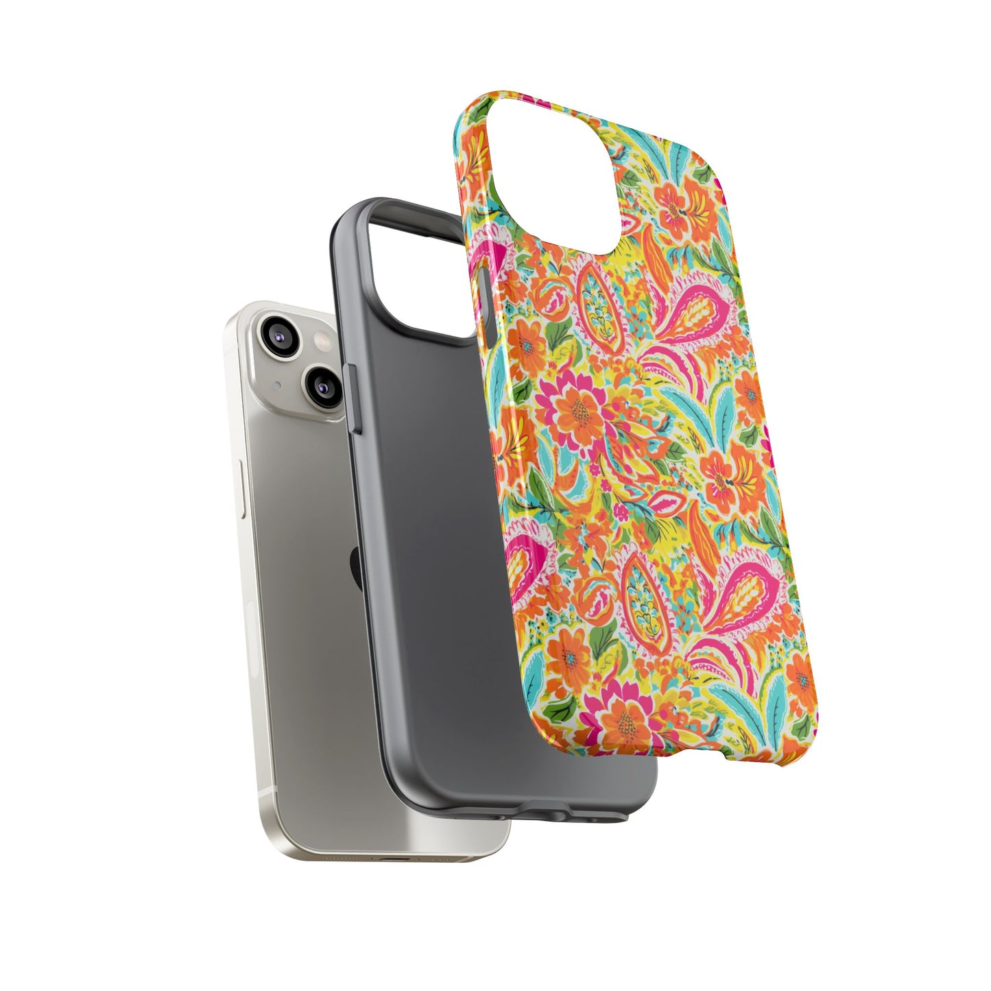 Vibrant Floral Paisley phone case | Tough Cases | Orange and Pink Floral | iPhone 17